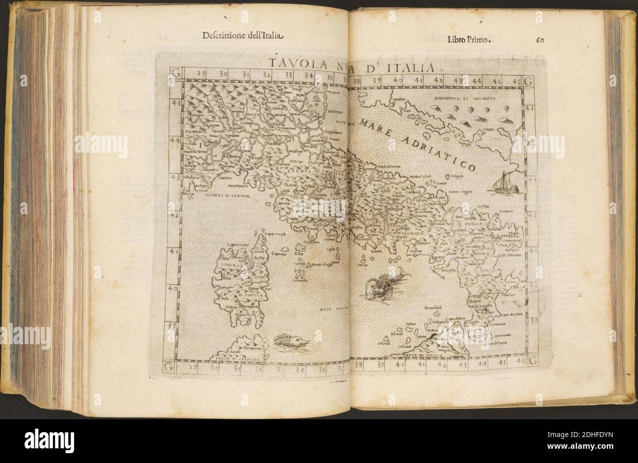 La Geografia di Claudio Tolomeo Alessandrino, Tradotta di Greco nell'Idioma volare Italiano da Girolamo Russcelli (1598) 39. Foto Stock