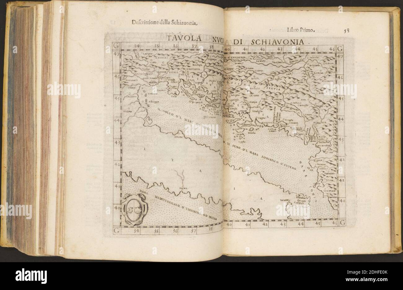 La Geografia di Claudio Tolomeo Alessandrino, Tradotta di Greco nell'Idioma volare Italiano da Girolamo Russcelli (1598) 38. Foto Stock