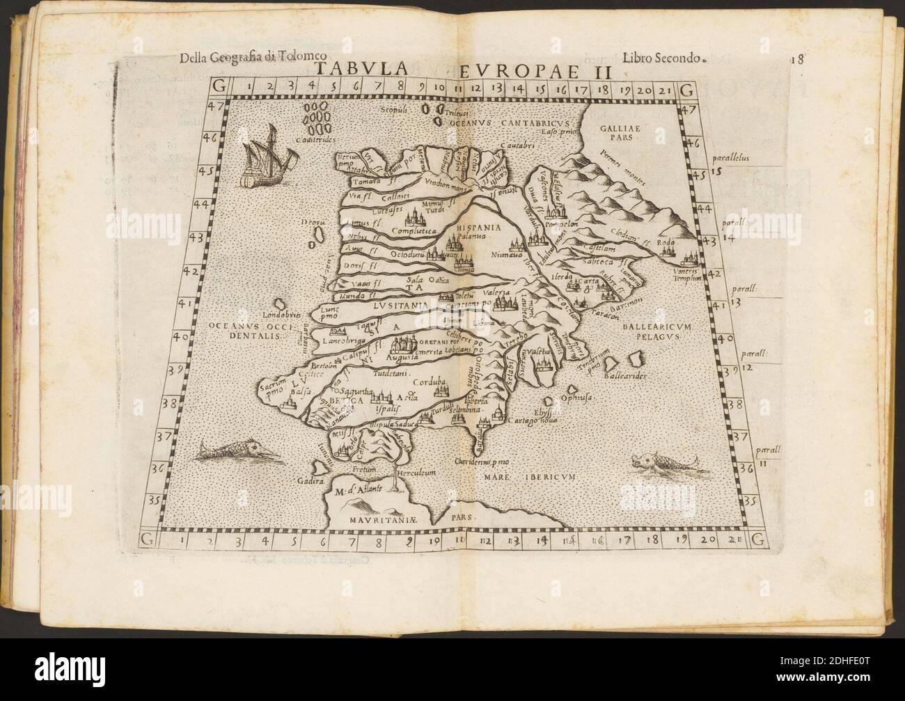 La Geografia di Claudio Tolomeo Alessandrino, Tradotta di Greco nell'Idioma volare Italiano da Girolamo Russcelli (1598) 04. Foto Stock