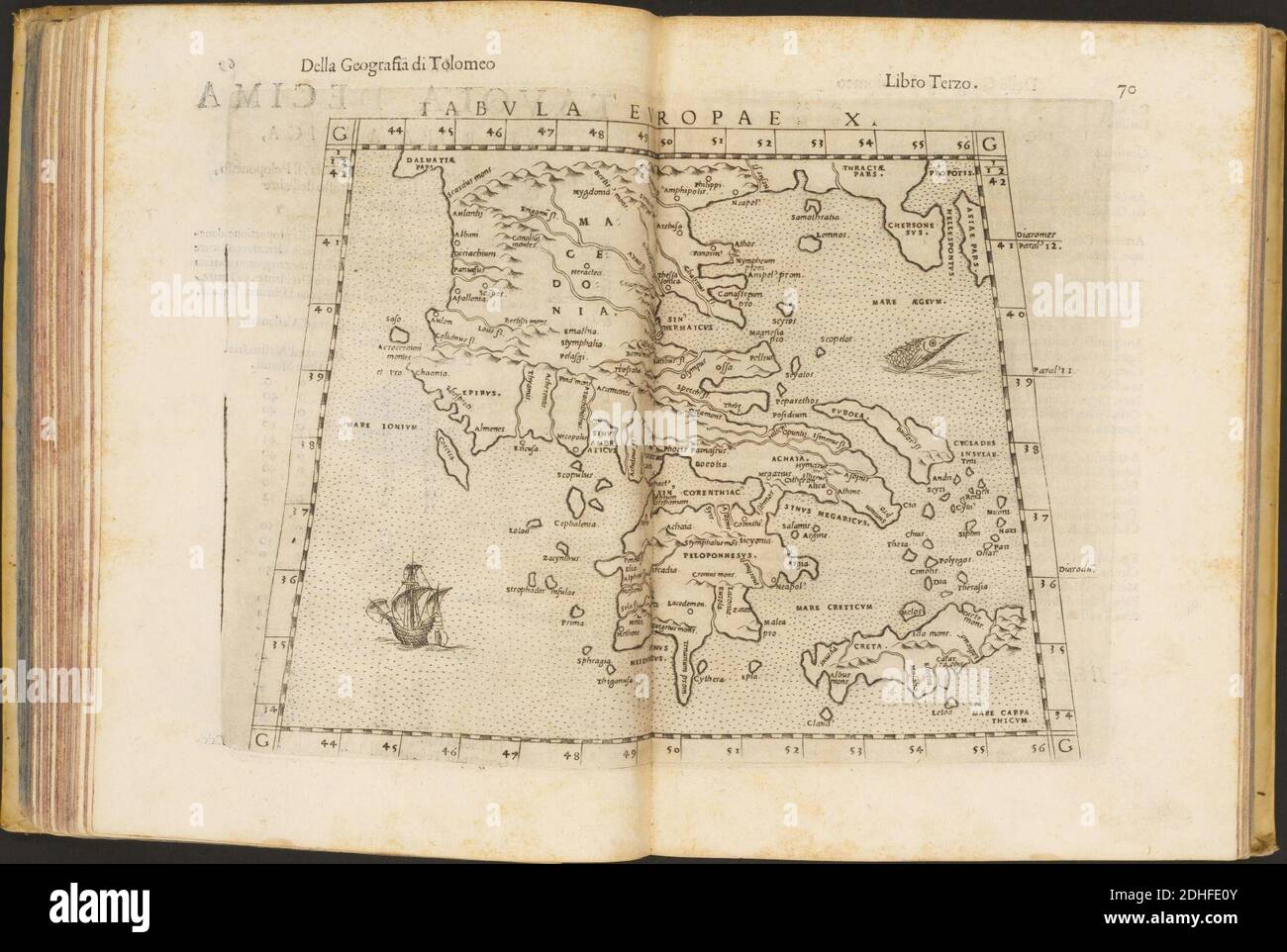 La Geografia di Claudio Tolomeo Alessandrino, Tradotta di Greco nell'Idioma volare Italiano da Girolamo Russcelli (1598) 12. Foto Stock