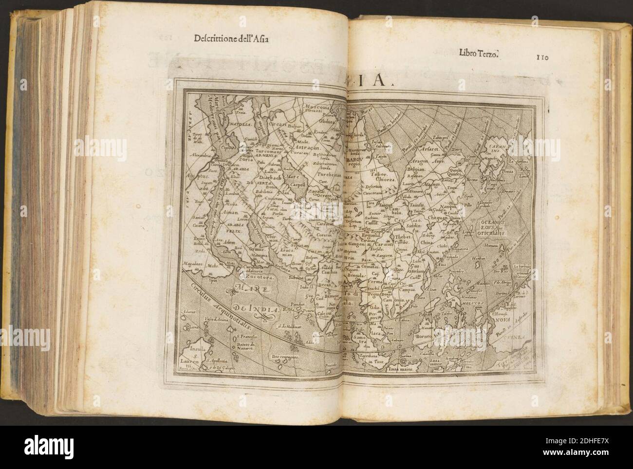 La Geografia di Claudio Tolomeo Alessandrino, Tradotta di Greco nell'Idioma volare Italiano da Girolamo Russcelli (1598) 55. Foto Stock