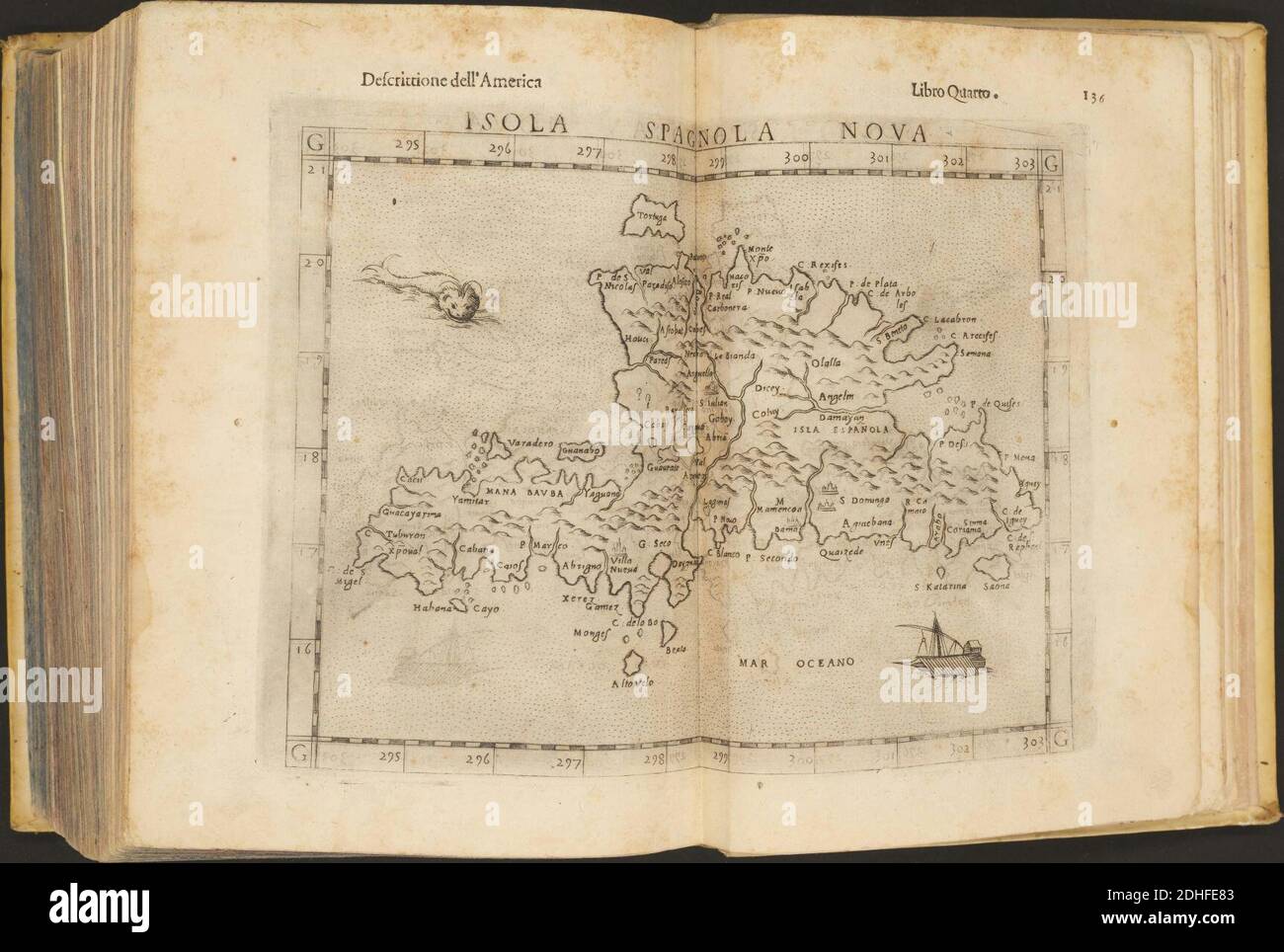 La Geografia di Claudio Tolomeo Alessandrino, Tradotta di Greco nell'Idioma volare Italiano da Girolamo Russcelli (1598) 66. Foto Stock