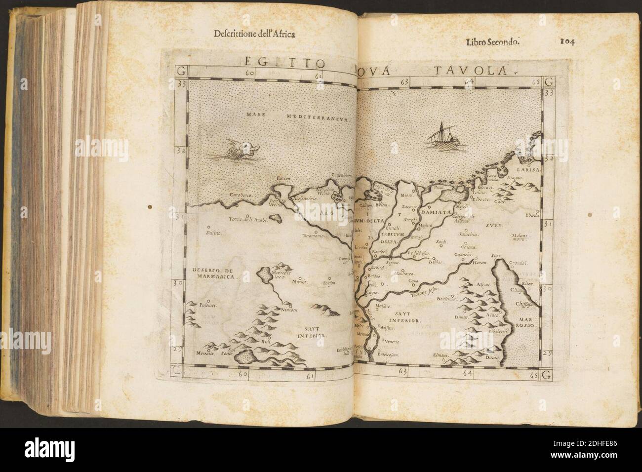 La Geografia di Claudio Tolomeo Alessandrino, Tradotta di Greco nell'Idioma volare Italiano da Girolamo Russcelli (1598) 53. Foto Stock