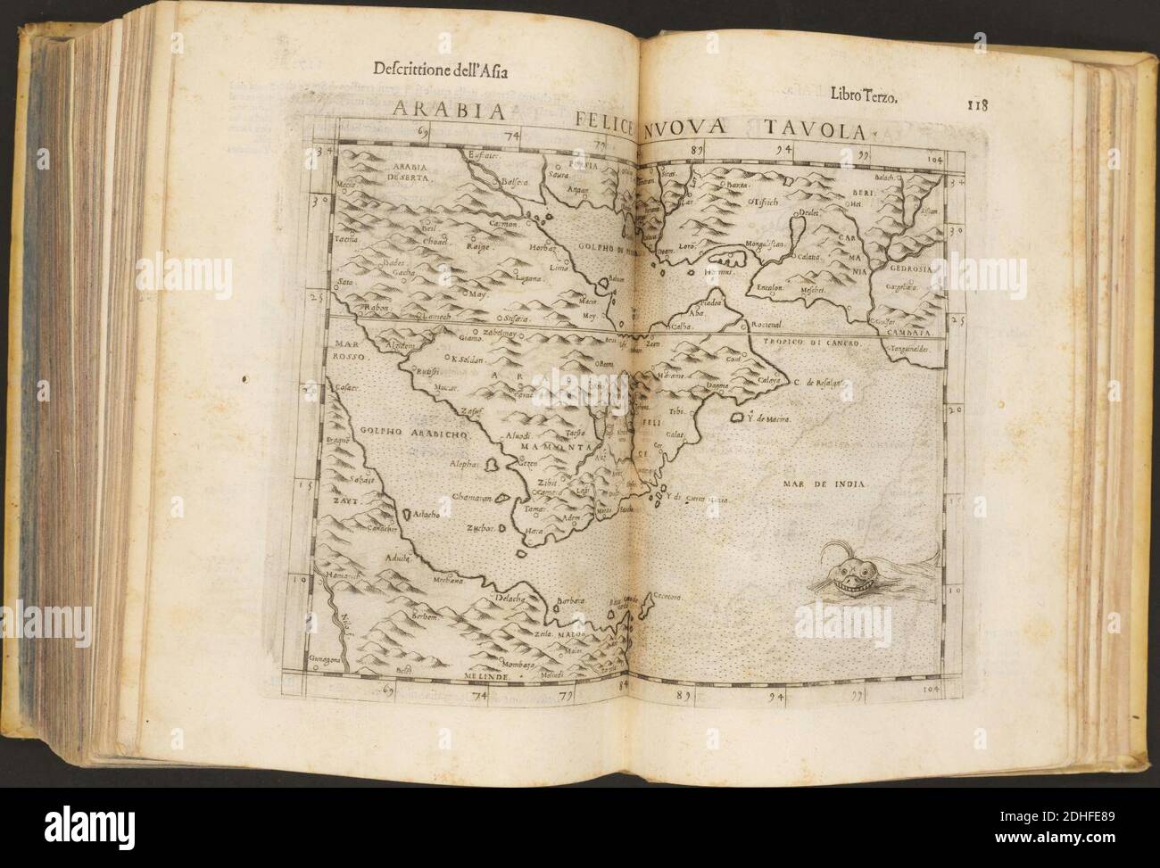 La Geografia di Claudio Tolomeo Alessandrino, Tradotta di Greco nell'Idioma volare Italiano da Girolamo Russcelli (1598) 59. Foto Stock