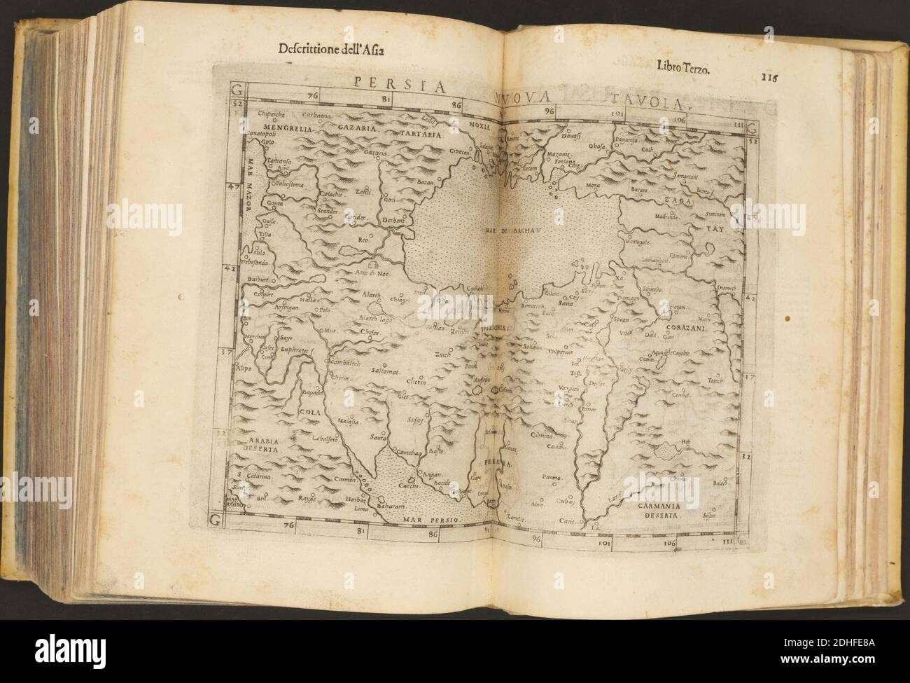 La Geografia di Claudio Tolomeo Alessandrino, Tradotta di Greco nell'Idioma volare Italiano da Girolamo Russcelli (1598) 58. Foto Stock
