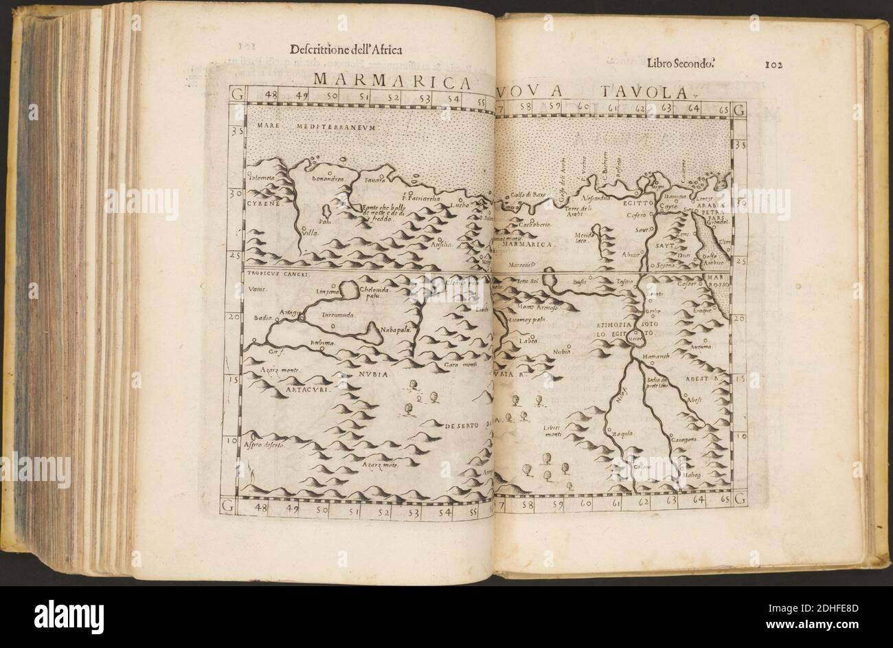 La Geografia di Claudio Tolomeo Alessandrino, Tradotta di Greco nell'Idioma volare Italiano da Girolamo Russcelli (1598) 52. Foto Stock