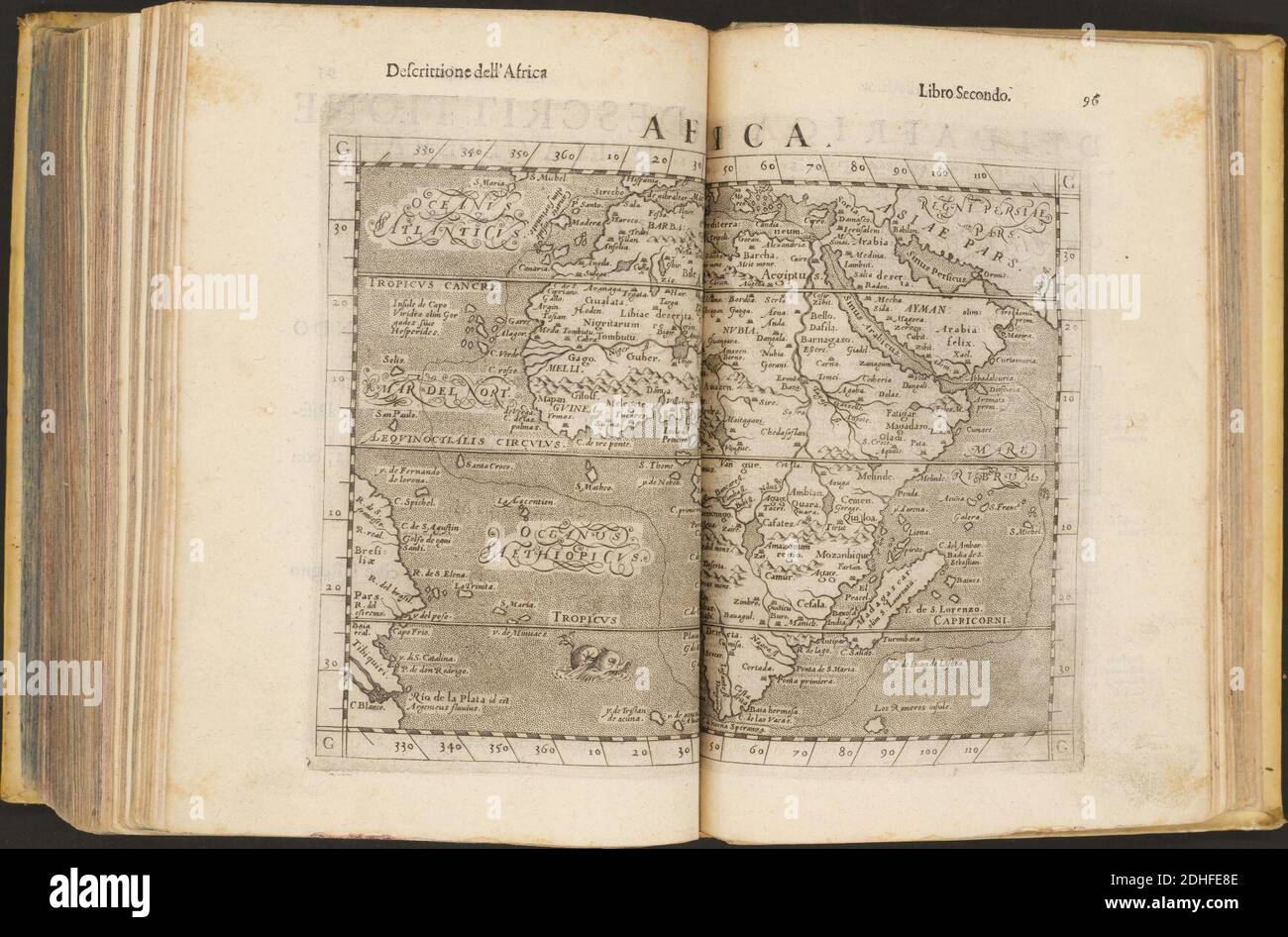 La Geografia di Claudio Tolomeo Alessandrino, Tradotta di Greco nell'Idioma volare Italiano da Girolamo Russcelli (1598) 49. Foto Stock