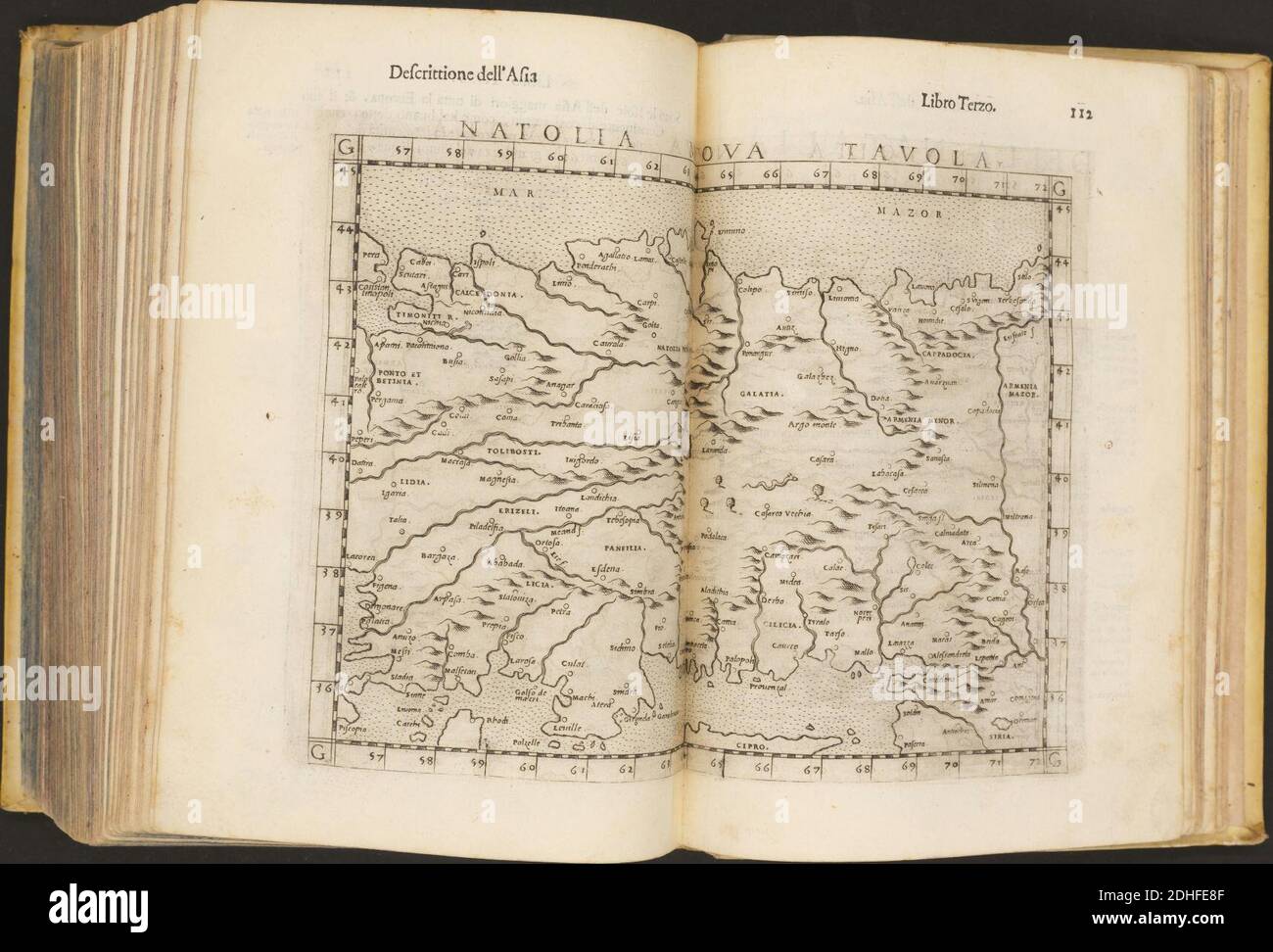 La Geografia di Claudio Tolomeo Alessandrino, Tradotta di Greco nell'Idioma volare Italiano da Girolamo Russcelli (1598) 56. Foto Stock