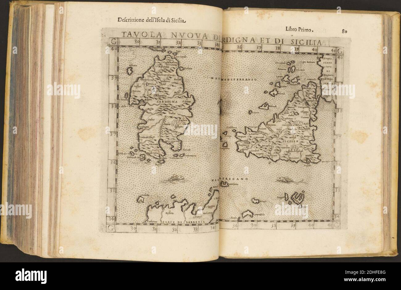 La Geografia di Claudio Tolomeo Alessandrino, Tradotta di Greco nell'Idioma volare Italiano da Girolamo Russcelli (1598) 44. Foto Stock