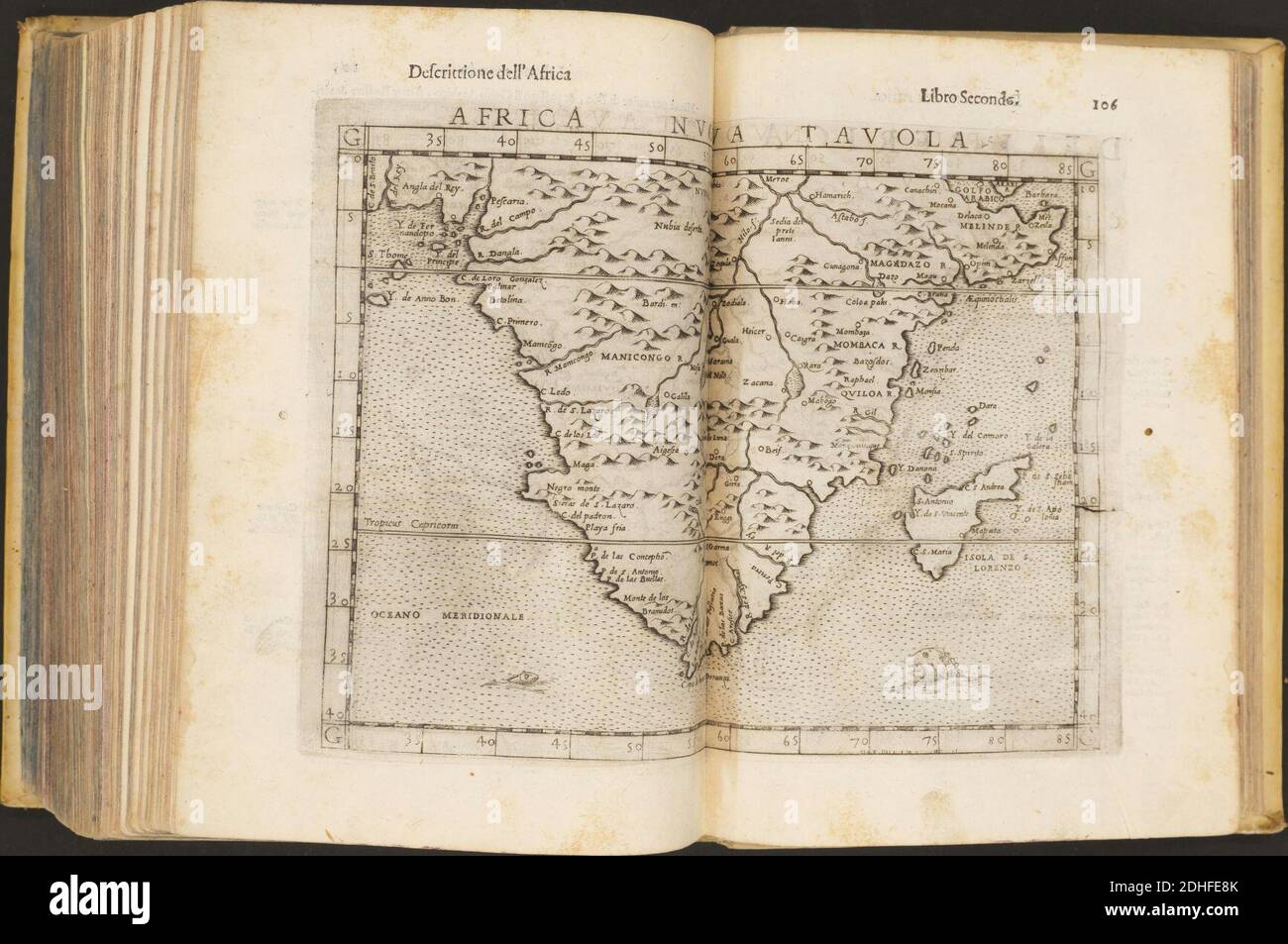 La Geografia di Claudio Tolomeo Alessandrino, Tradotta di Greco nell'Idioma volare Italiano da Girolamo Russcelli (1598) 54. Foto Stock