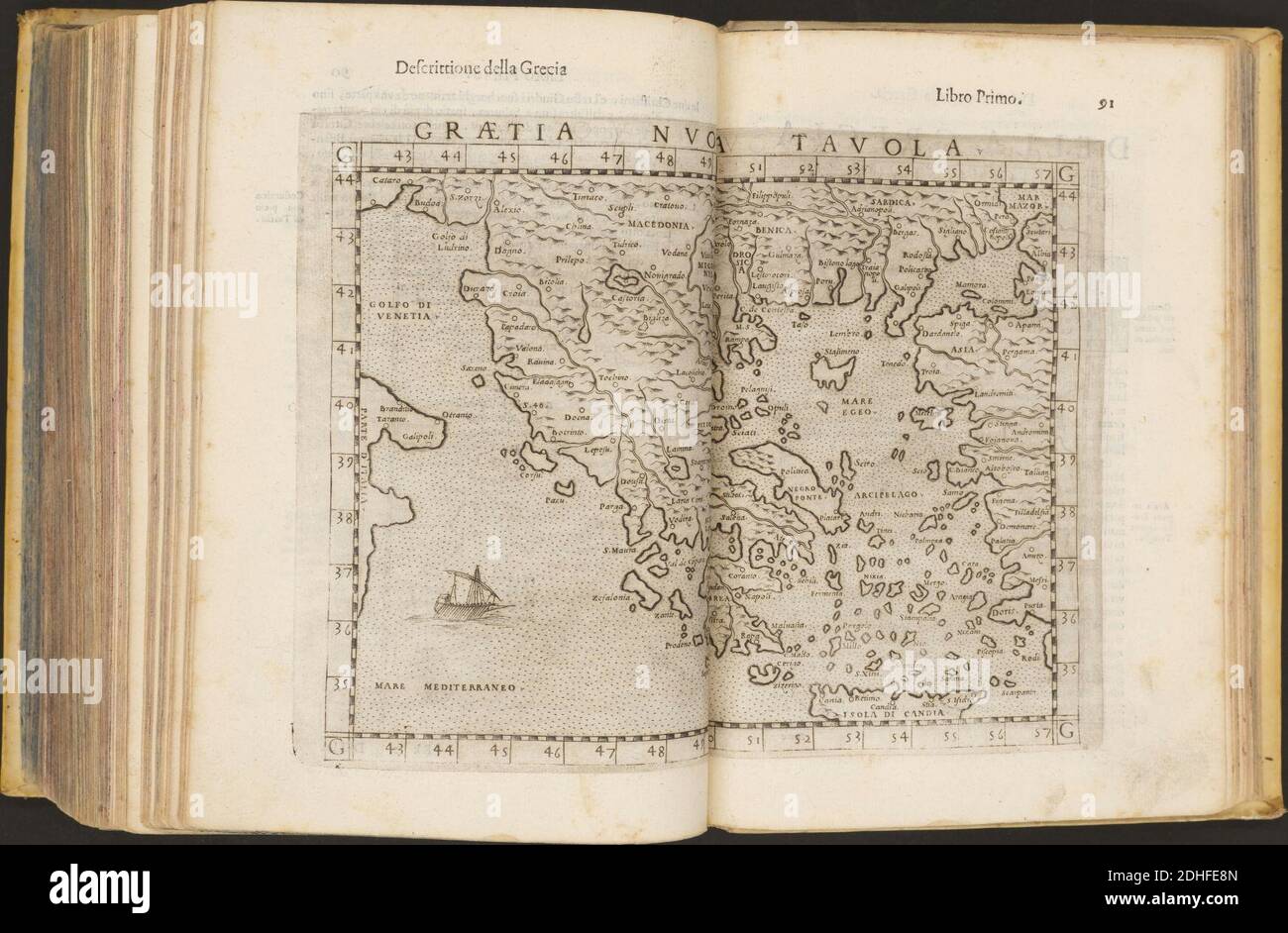 La Geografia di Claudio Tolomeo Alessandrino, Tradotta di Greco nell'Idioma volare Italiano da Girolamo Russcelli (1598) 48. Foto Stock