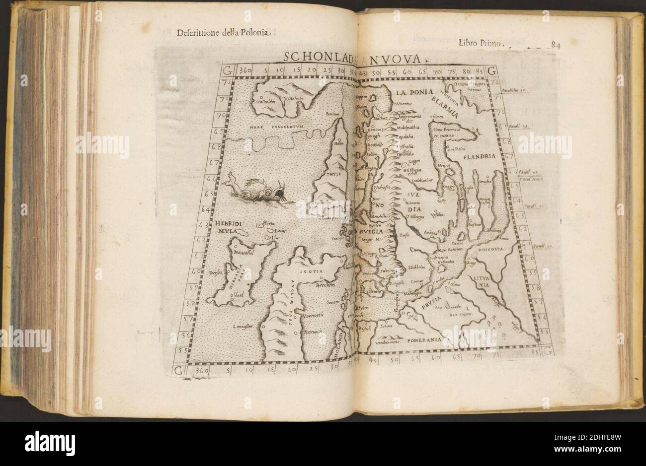 La Geografia di Claudio Tolomeo Alessandrino, Tradotta di Greco nell'Idioma volare Italiano da Girolamo Russcelli (1598) 46. Foto Stock