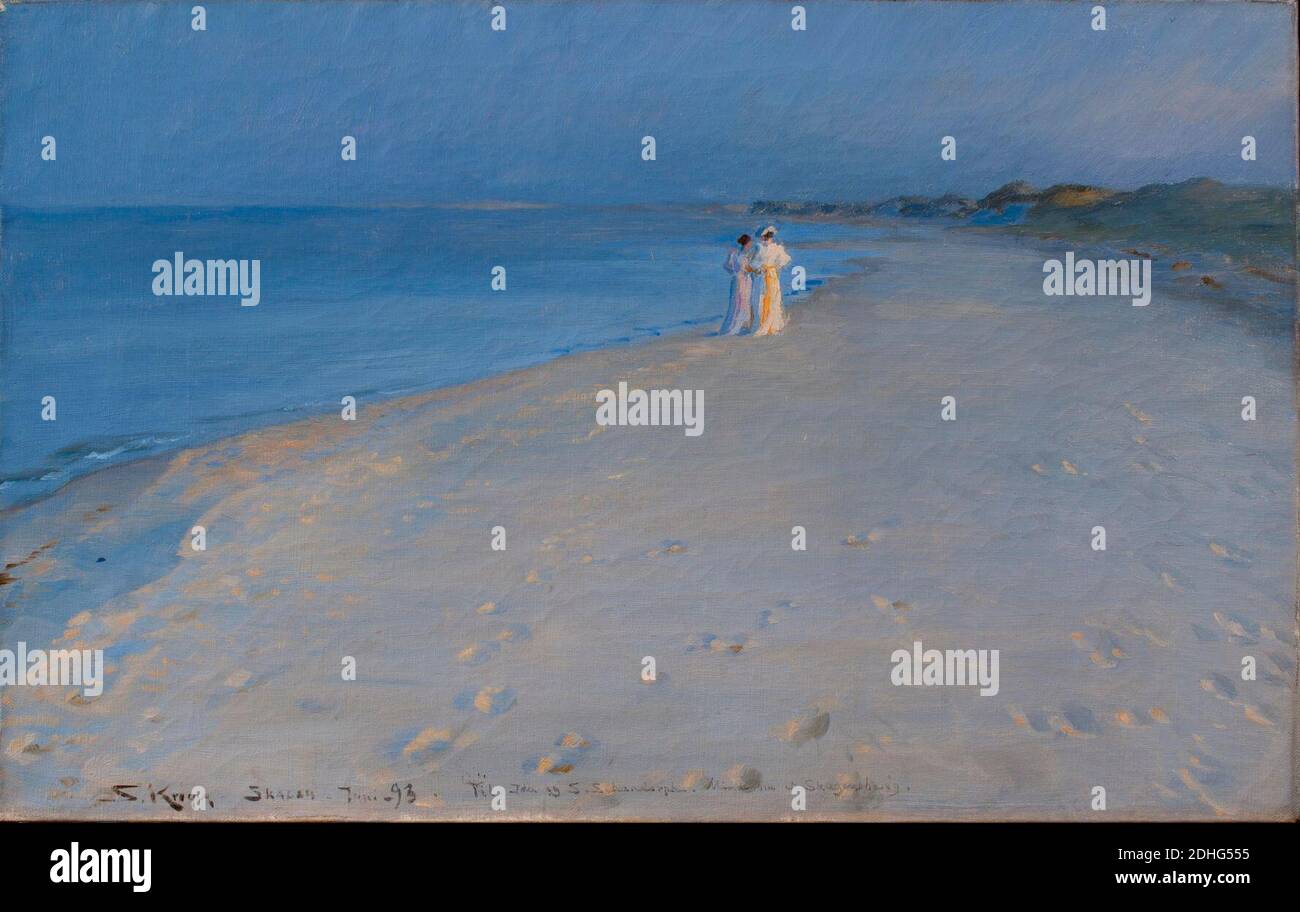 Peder Severin Krøyer - serata estiva presso la spiaggia sud di Skagen. Anna Acher e Marie Krøyer Foto Stock