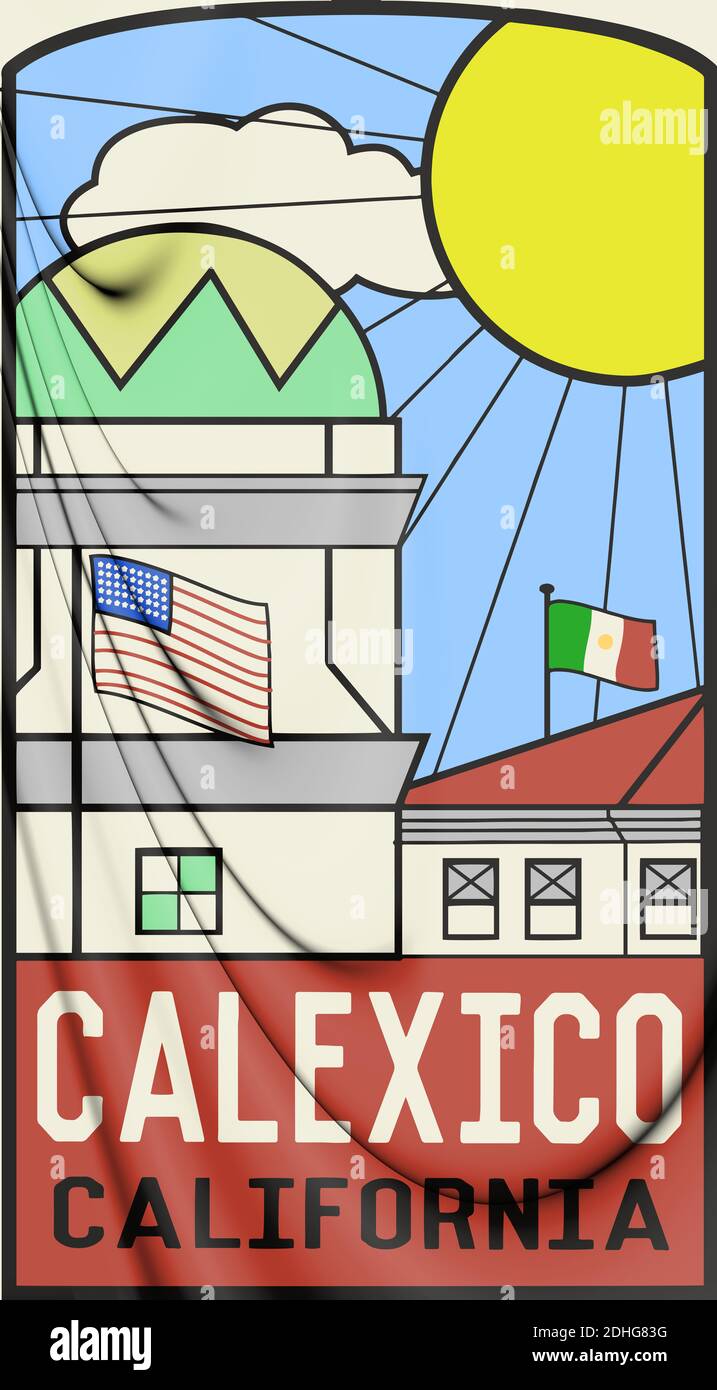 3D la guarnizione di Calexico (California), STATI UNITI D'AMERICA. 3D'illustrazione. Foto Stock