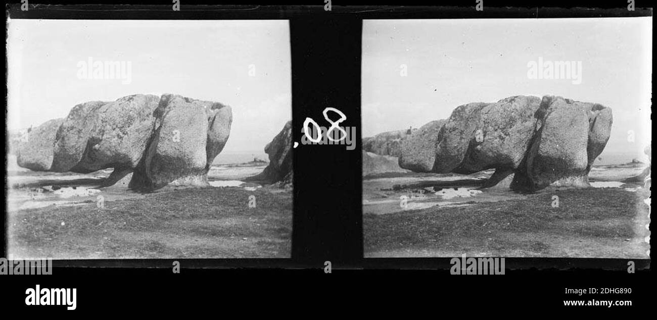 La roca anomenada ' le Tire bouchon ' a Saint-Guénolé. Foto Stock
