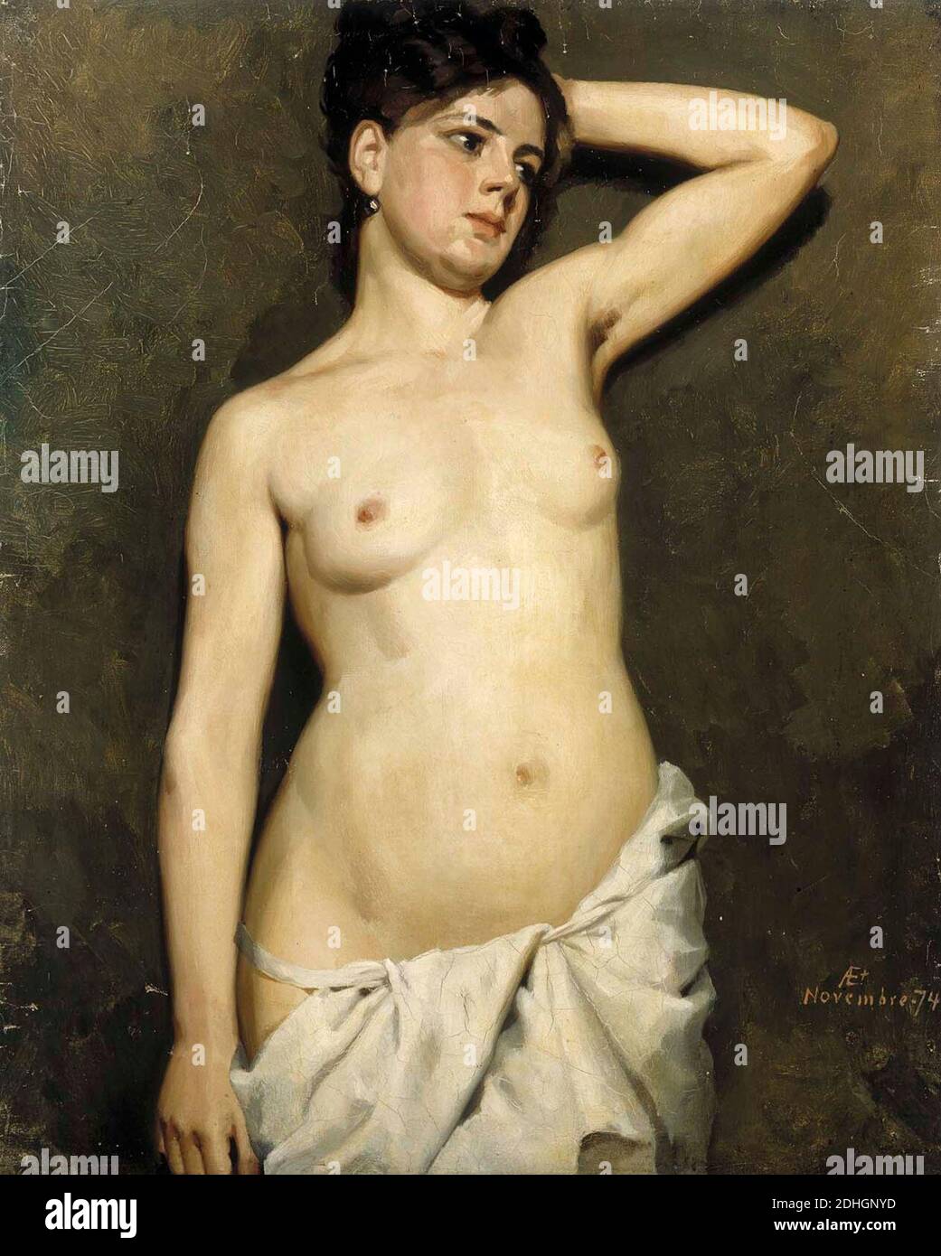 Kvinnlig modellstudiie, målning AV Albert Edelfelt från 1874. Foto Stock