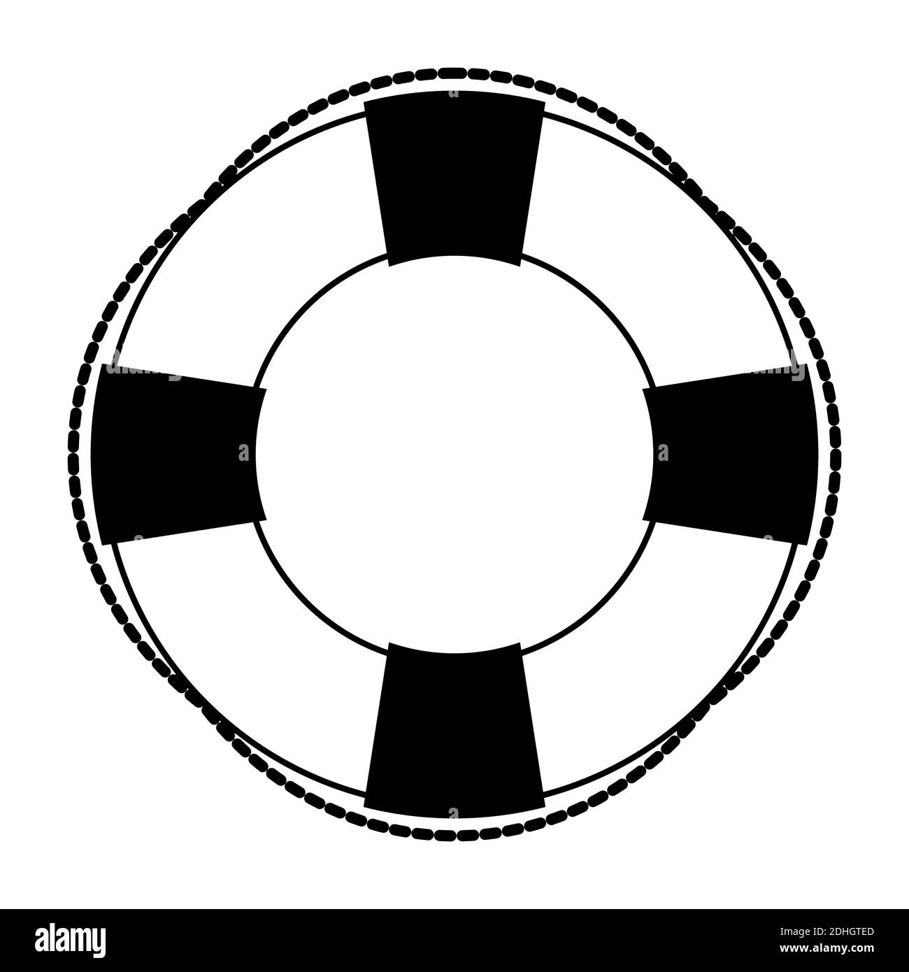 Icona Lifebuoy. Attrezzature per il salvataggio dell'annegamento, primo soccorso ai vacanzieri. Vettore isolato su sfondo bianco Illustrazione Vettoriale