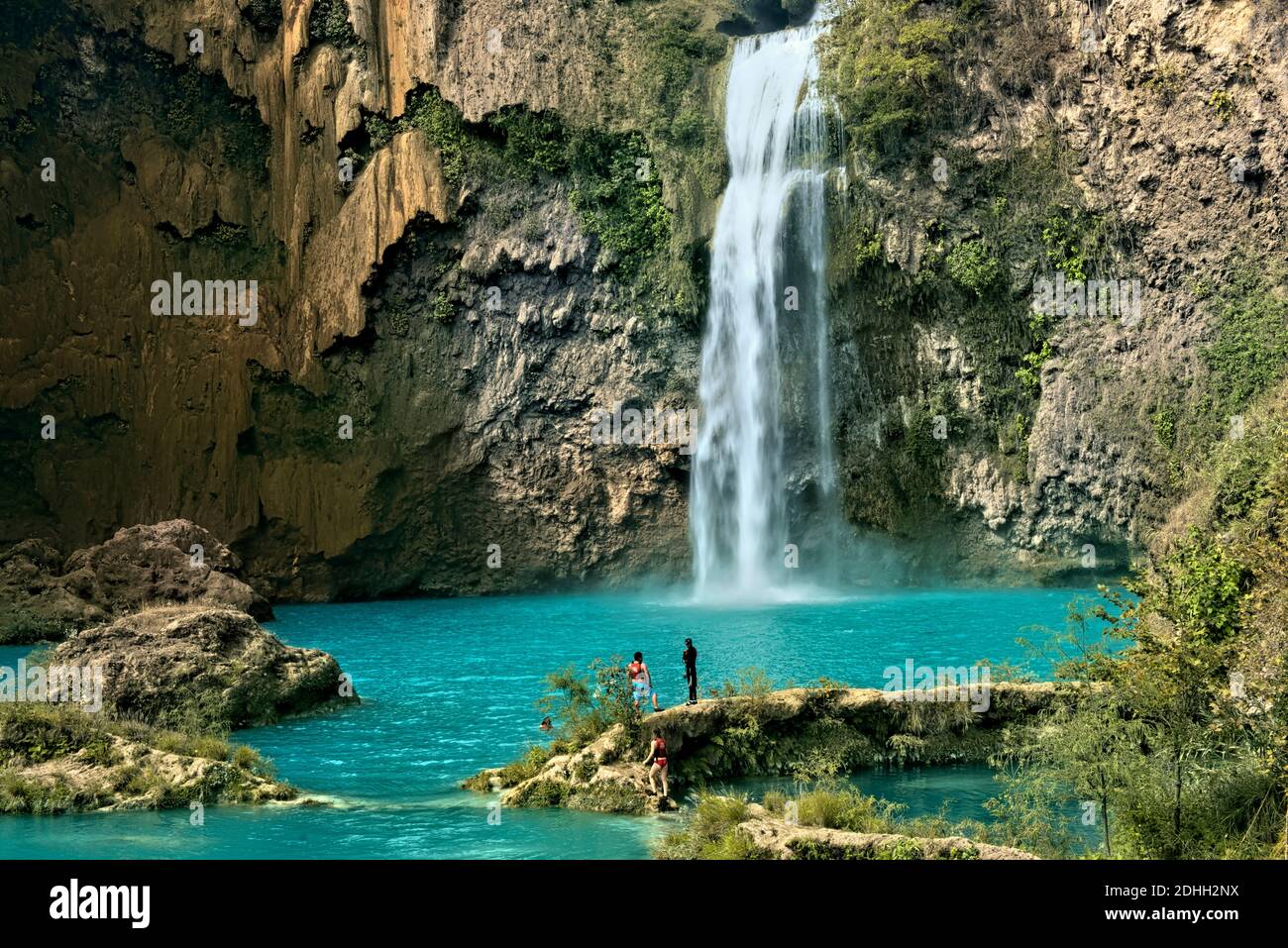 Bella cascata El Salto del Meco, Huasteca Potosina, San Luis Potosi, Messico Foto Stock