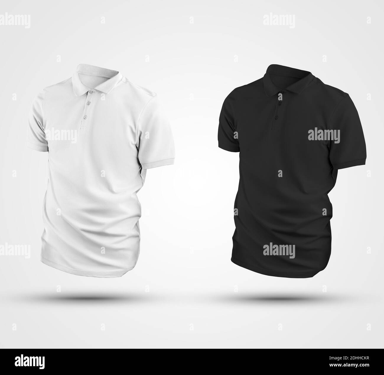 Mockup di bianco, nero polo 3D rendering, T-shirt con ombre realistiche,  per la presentazione del design, la pubblicità in un negozio online. Temp.  Abbigliamento uomo Foto stock - Alamy