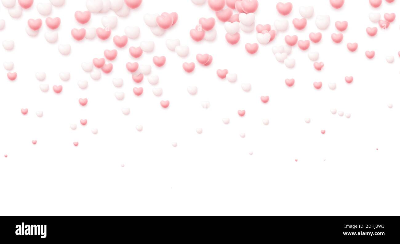 Buon giorno di San Valentino sfondo festoso di cuori volanti bianchi e rosa. Illustrazione vettoriale Illustrazione Vettoriale