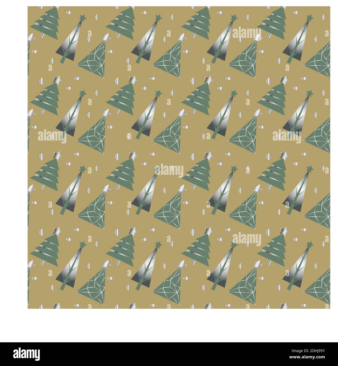 Motivo senza cuciture con alberi di Natale in argento su marrone chiaro sfondo Illustrazione Vettoriale