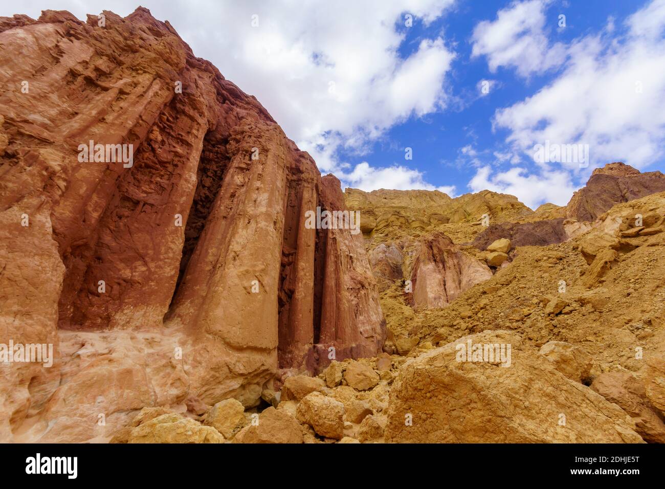 Vista delle colonne Ammerm formazione rocciosa, Arava deserto, Israele meridionale Foto Stock