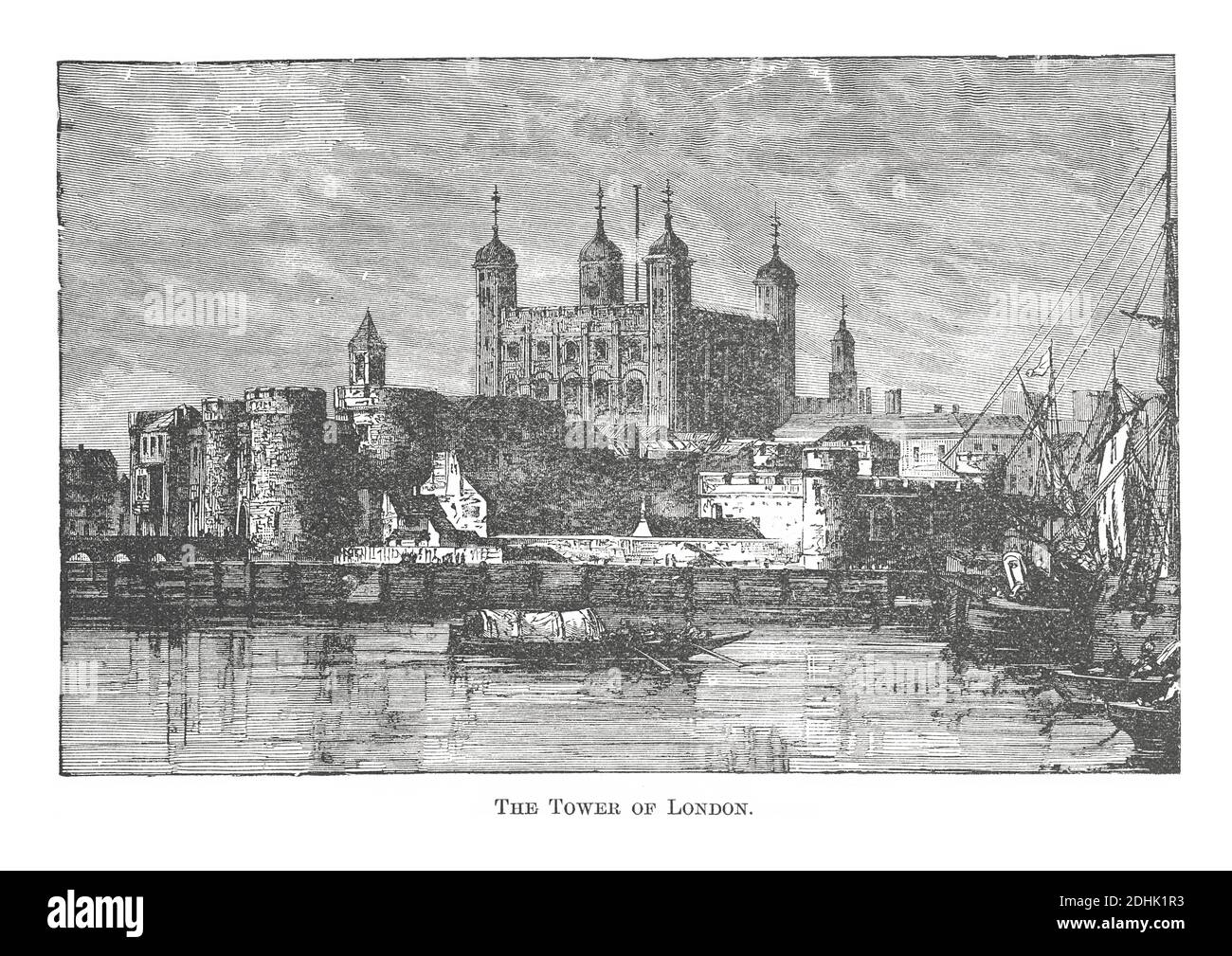 Illustrazione del XIX secolo della Torre di Londra intorno al XV secolo. Opere d'arte originali pubblicate in una storia pittorica delle grandi nazioni del mondo: Foto Stock