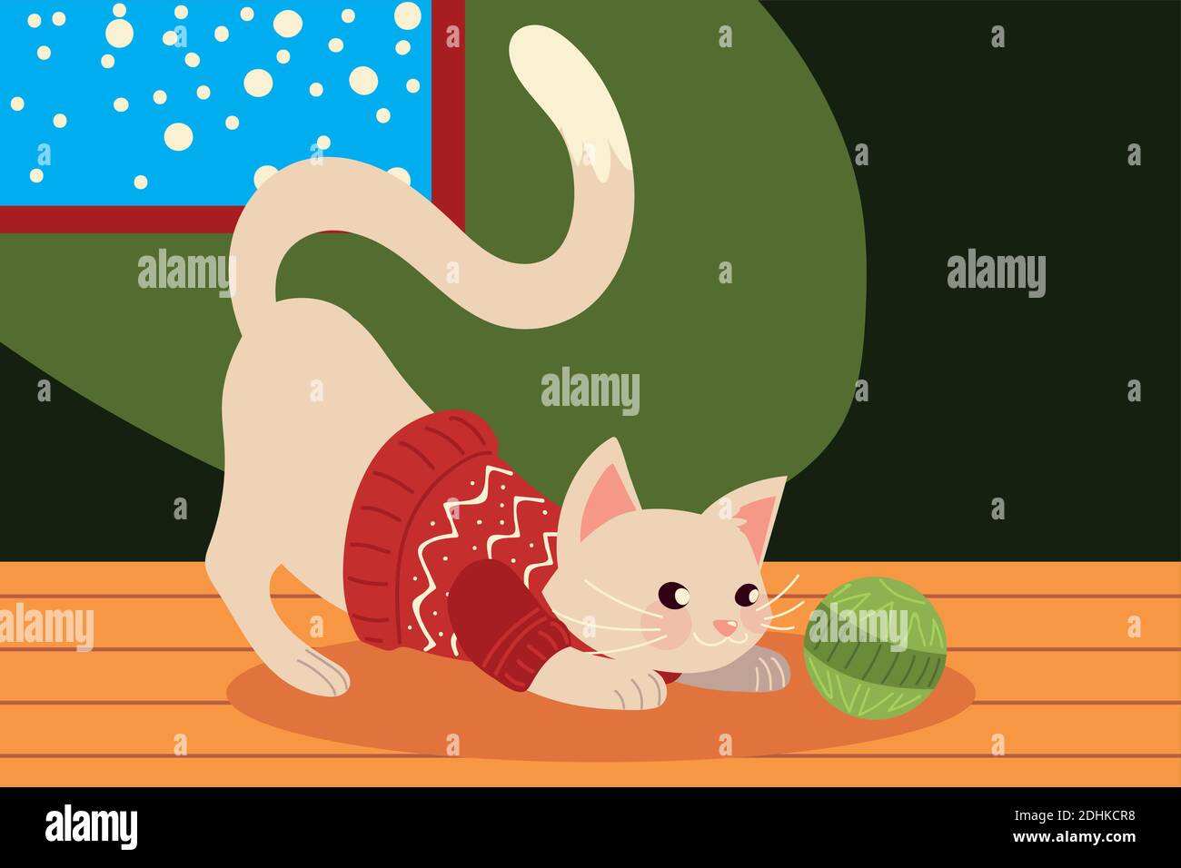 natale gatto carino con maglione in casa vettore illustrazione Immagine e  Vettoriale - Alamy