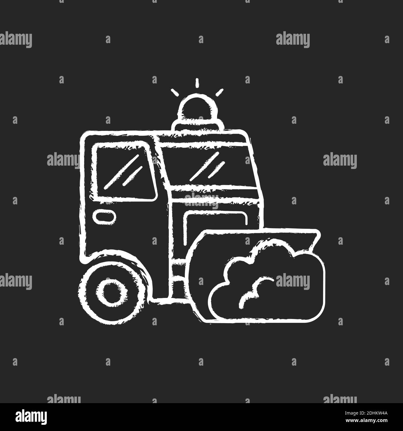 Icona bianca gesso su sfondo nero per aratura stradale Illustrazione Vettoriale
