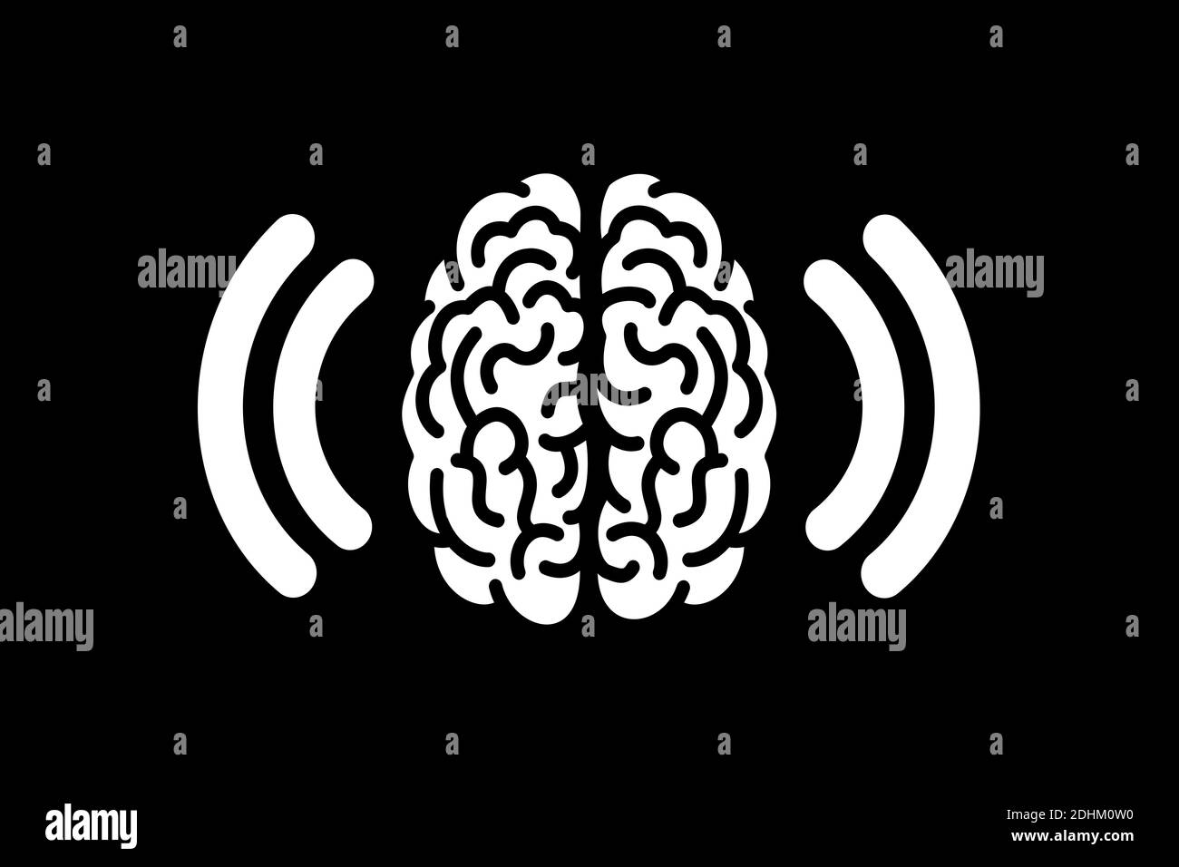 La commozione cerebrale e le lesioni cerebrali traumatiche - vibrazioni nella testa dopo shock, collisione e crash. Illustrazione del vettore medico Foto Stock
