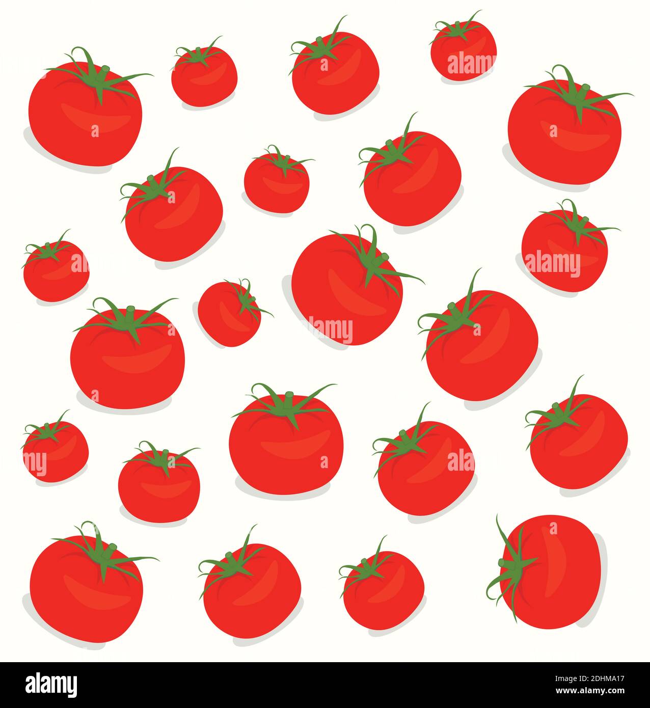 Motivo senza cuciture con pomodori su sfondo bianco. Illustrazione Vettoriale