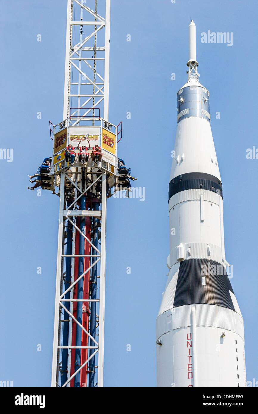 Huntsville, Alabama, Stati Uniti Space & Rocket Center Center, Moon Shot Thrill Ride, Foto Stock