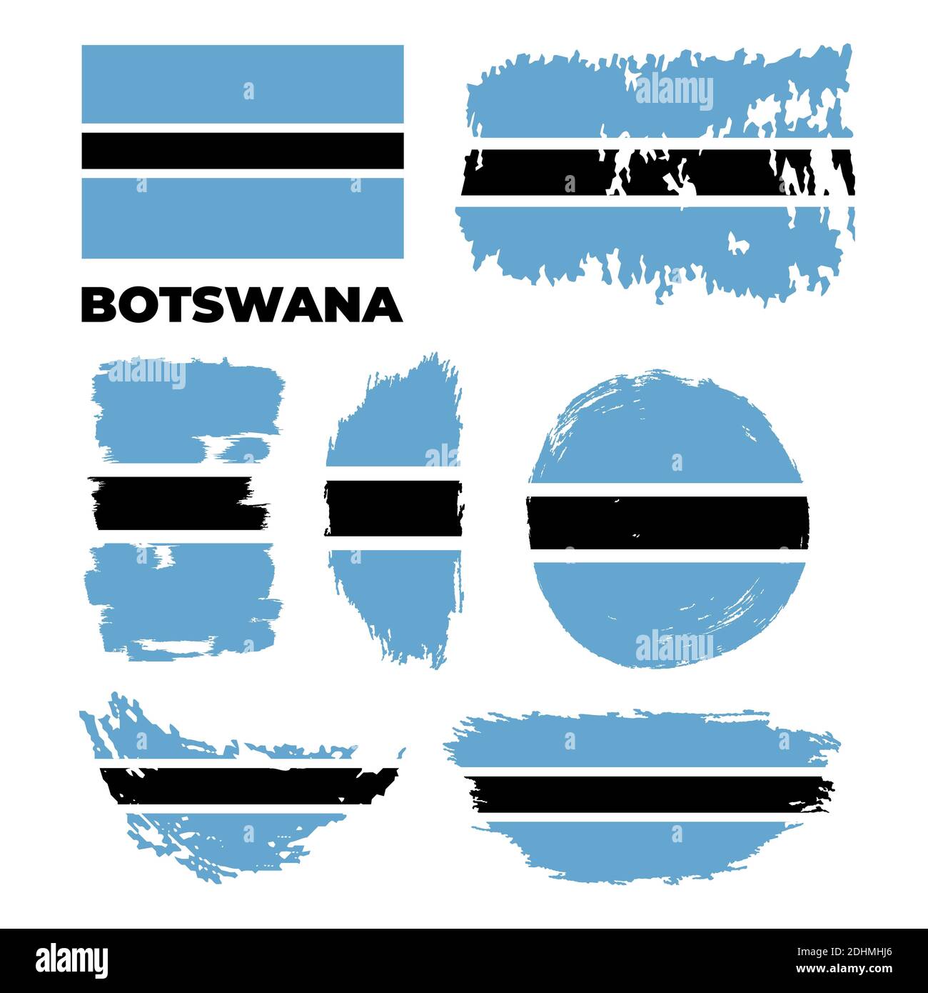 Bandiera nazionale della Repubblica del Botswana, colori e proporzioni originali. Illustrazione Vettoriale
