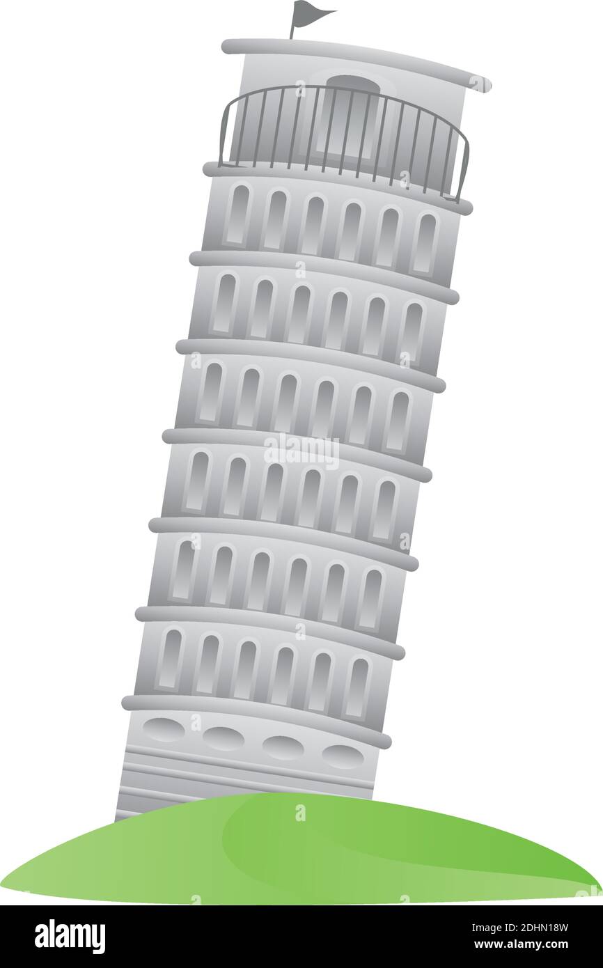 pisa torre italia monumento simbolo viaggio icona immagine sfondo bianco illustrazione vettoriale Illustrazione Vettoriale