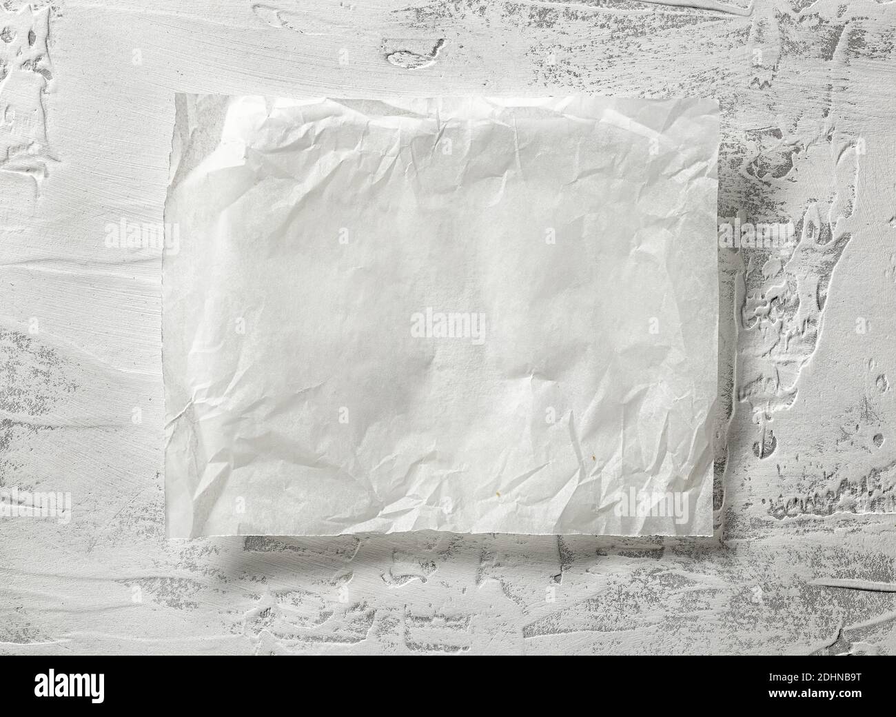foglio di carta da forno sbriciolato, vista dall'alto Foto Stock