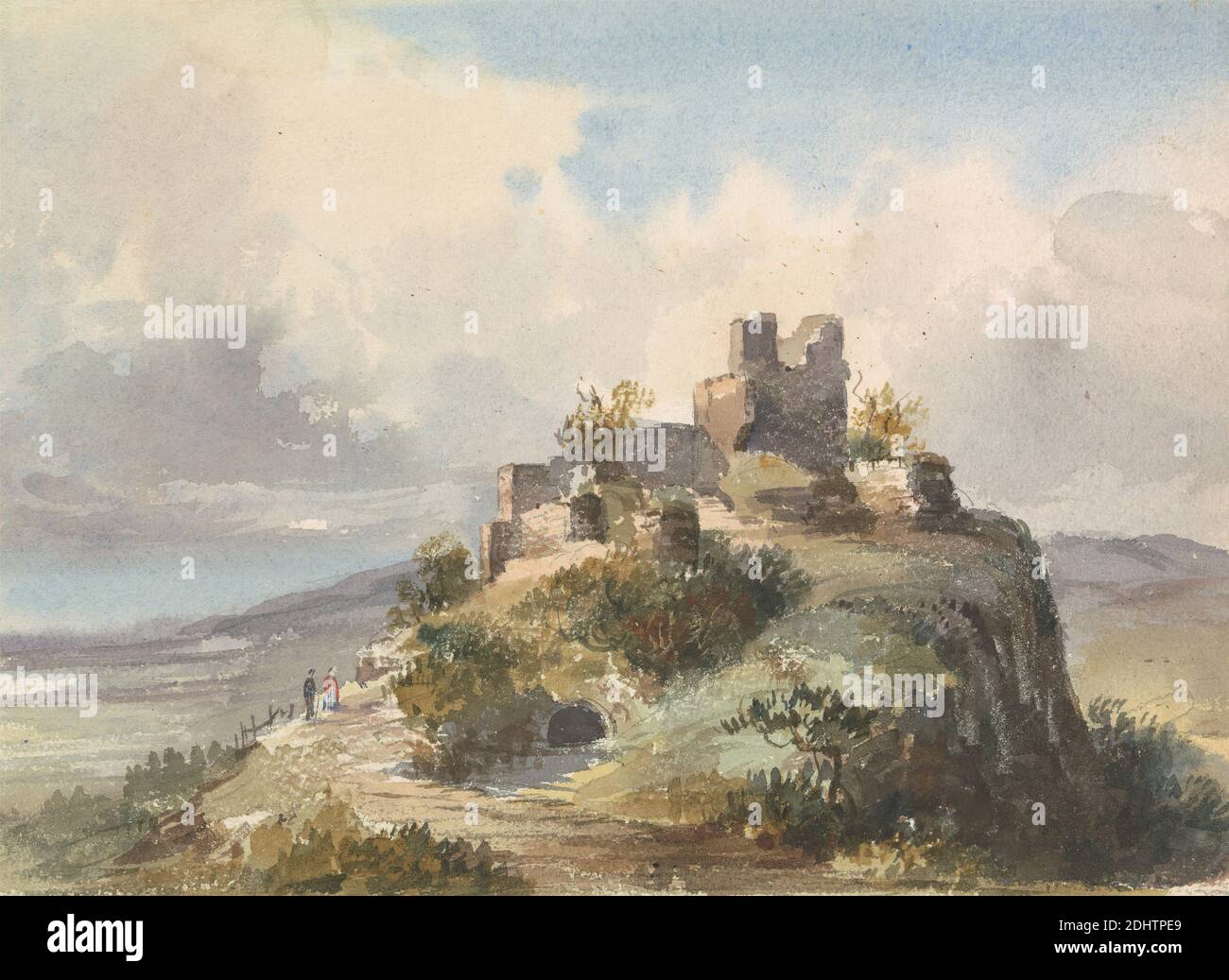 Rovine sulla cima di una collina, artista sconosciuto, tra il 1826 e il 1866, acquerello su grafite, foglio: 7 1/16 x 9 3/4in. (17.9 x 24,8 cm Foto Stock