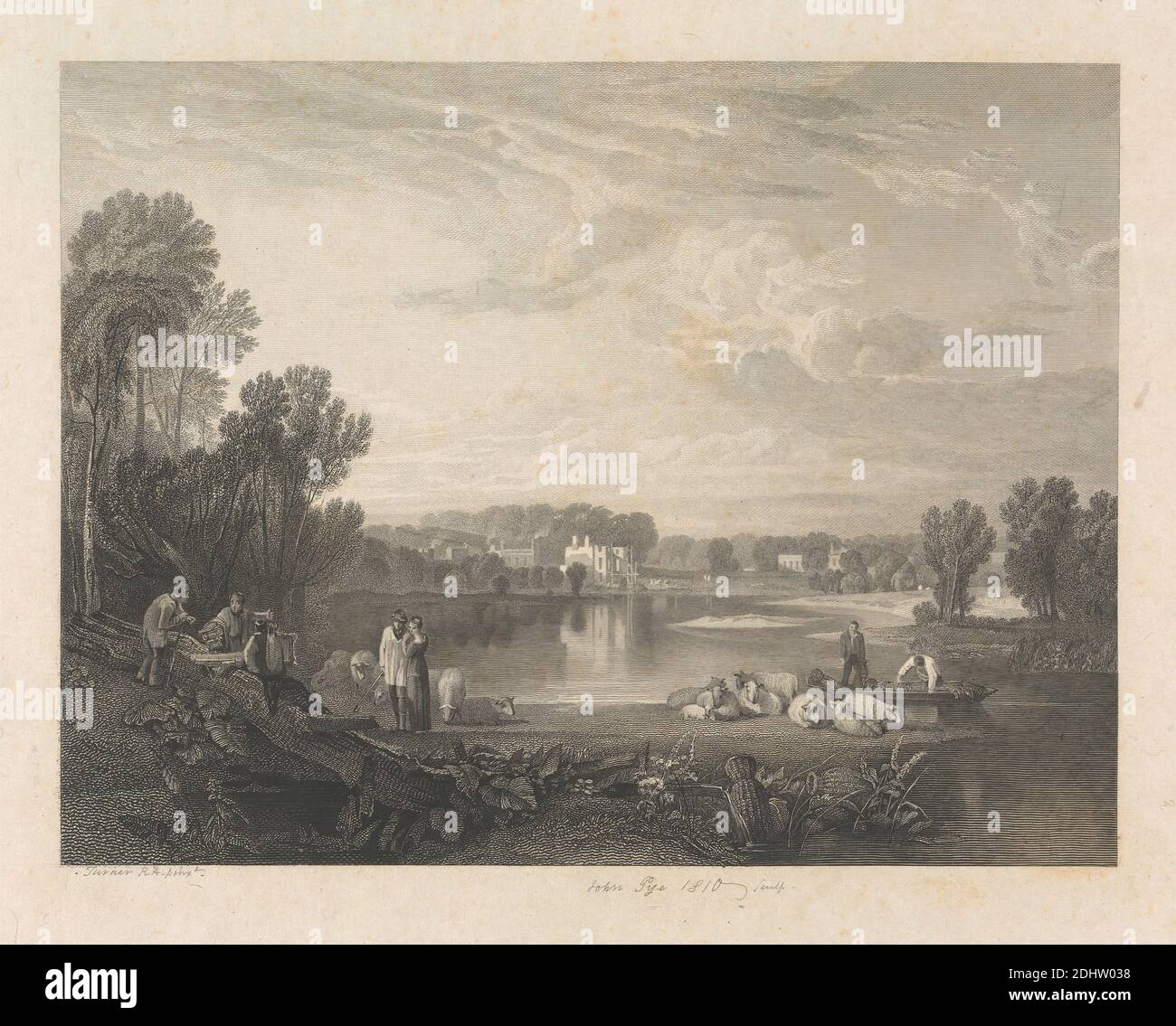 Villa del Papa, Charles Heath, 1785–1848, inglese, John Pye, 1782–1874, inglese, dopo Joseph Mallord William Turner, 1775–1851, inglese, 1811, incisione e incisione, prova dell'incisore Foto Stock