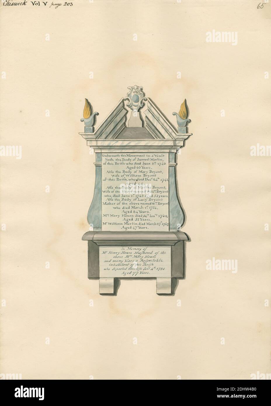 Memoriale a Samuel Martin, Mary Bryant, Martha Bryant, Lucy Bryant, Mary Hawes, William Martin e Henry Hawes della Chiesa di Chiswick, attribuito a Daniel Lysons, 1762–1834, British, tra il 1796 e il 1811, penna e inchiostro nero, acquerello e gouache su grafite su carta media, leggermente testurizzata, crema wove, foglio: 14 7/8 × 10 3/4 pollici (37.8 × 27.3 cm), soggetto architettonico, chiesa, monumento, Chiswick, Inghilterra, Grande Londra, Londra, Chiesa di San Nicola, Regno Unito Foto Stock Memoriale a Samuel Martin, Mary Bryant, Martha Bryant, Lucy Bryant, Mary Hawes, William Martin e Henry Hawes della Chiesa di Chiswick, attribuito a Daniel Lysons, 1762–1834, British, tra il 1796 e il 1811, penna e inchiostro nero, acquerello e gouache su grafite su carta media, leggermente testurizzata, crema wove, foglio: 14 7/8 × 10 3/4 pollici (37.8 × 27.3 cm), soggetto architettonico, chiesa, monumento, Chiswick, Inghilterra, Grande Londra, Londra, Chiesa di San Nicola, Regno Unito Foto Stock