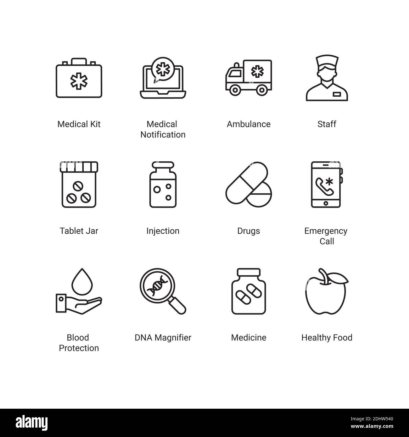 Moderno set di icone a linee sottili Foto Stock