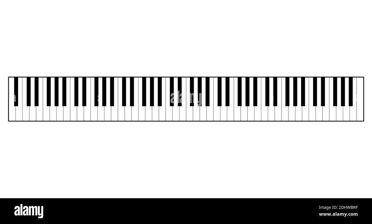 La tastiera del pianoforte. Strumento musicale classico. Vista dall'alto. Illustrazione vettoriale isolata. Illustrazione Vettoriale