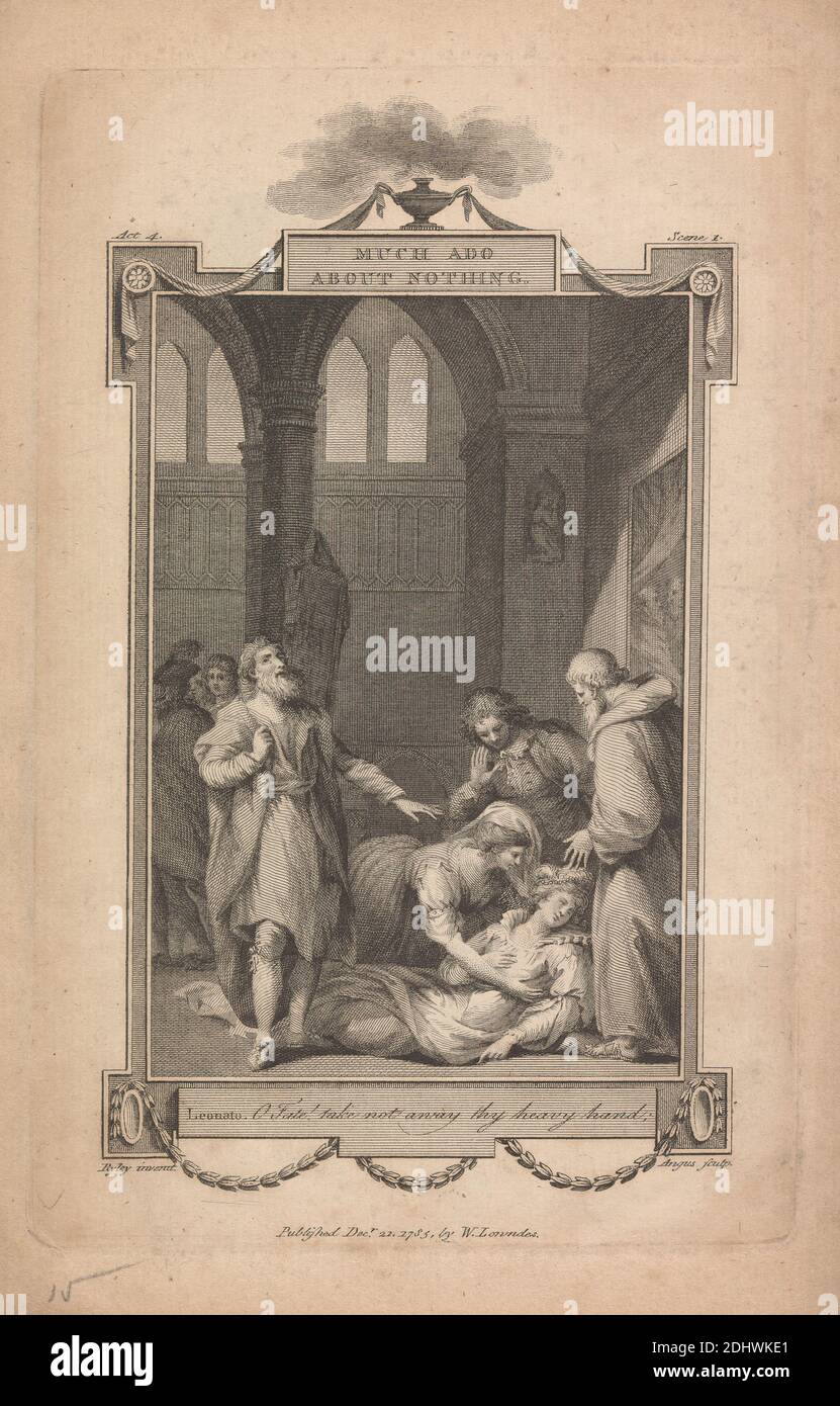 Molto Ado circa Nothing Act IV, SC. I, William Angus, (dopo Ryley), 1752–1821, British, 1785 Foto Stock