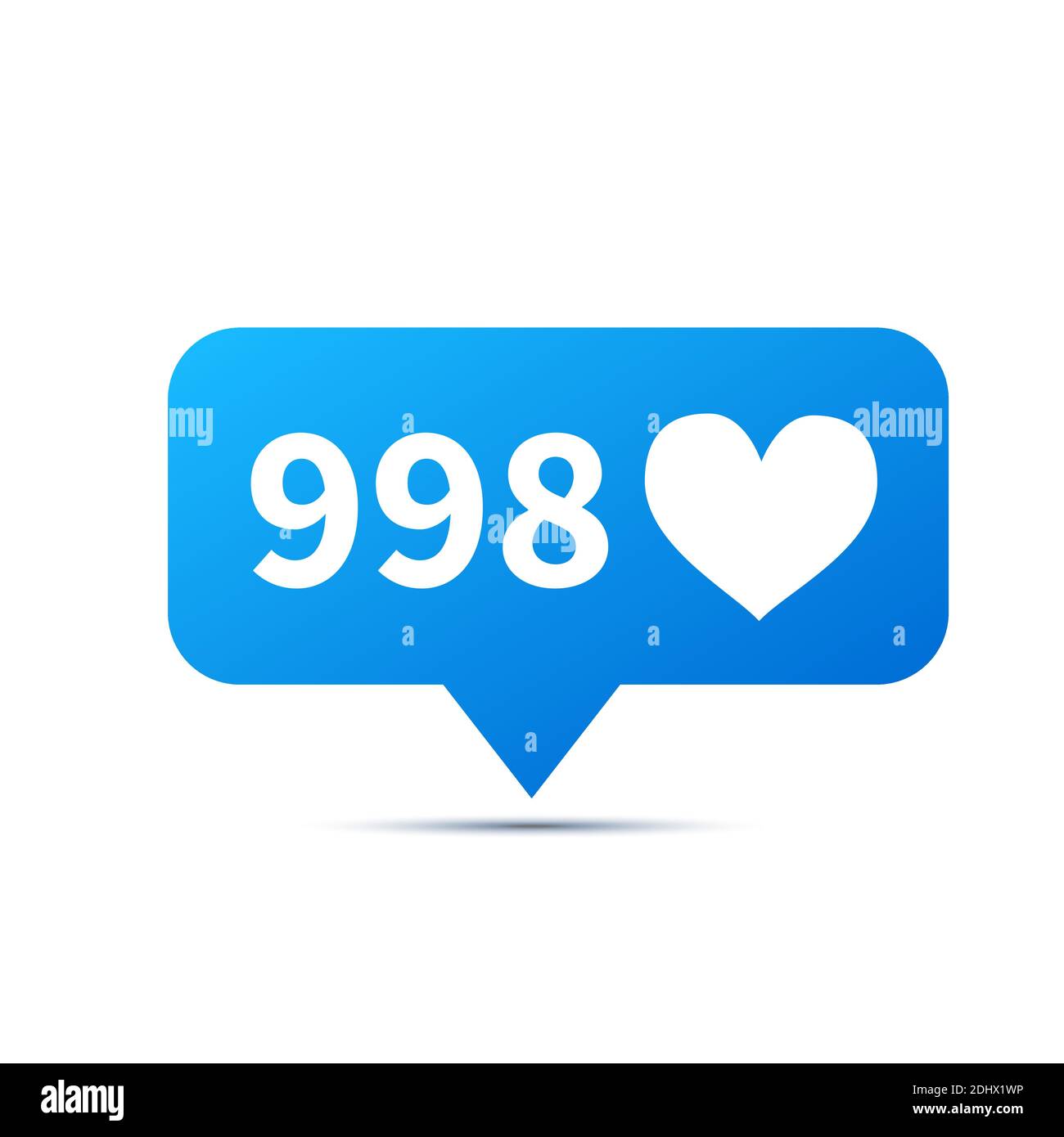 Rosso brillante icona trendy per social network.A molto piace cuore, piktogram su bianco Illustrazione Vettoriale