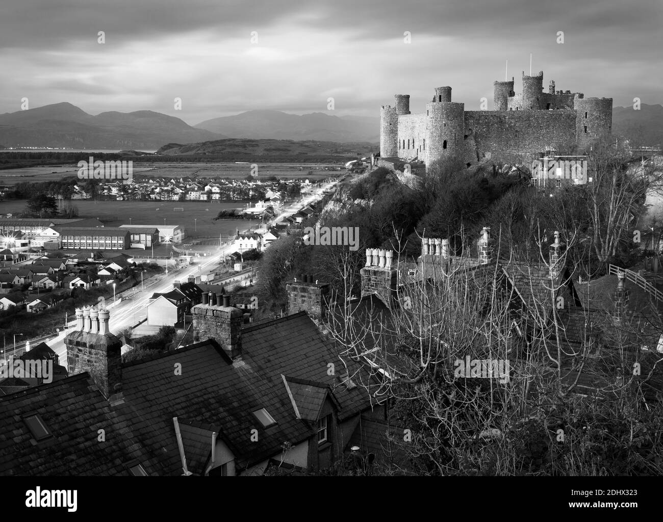 Fotografia di © Jamie Callister. Harlech Castle, Gwynedd, Galles del Nord, 22 novembre 2020 Foto Stock