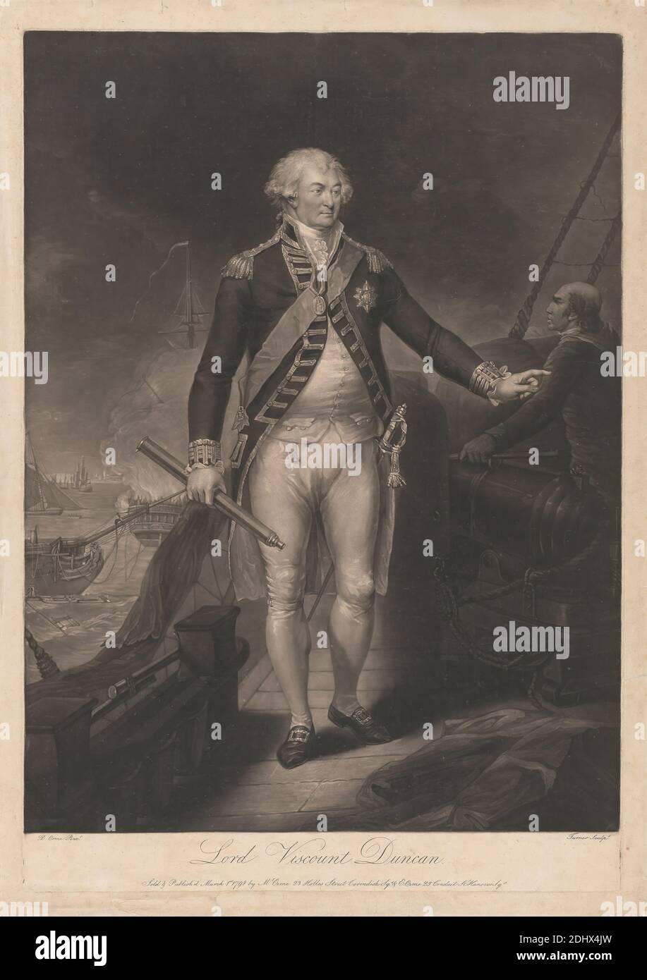 Lord Viscount Duncan, Charles Turner, 1774–1857, British, After Daniel Orme, 1766–1837, British, 1798, Mezzotint, foglio: 18 x 25 3/4in. (45.7 x 65,4 cm Foto Stock