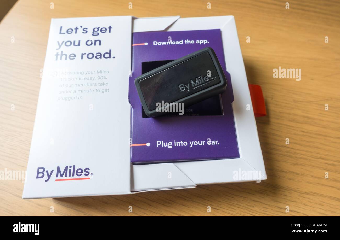 Dispositivo di tracciamento dell'assicurazione per miglia Foto Stock