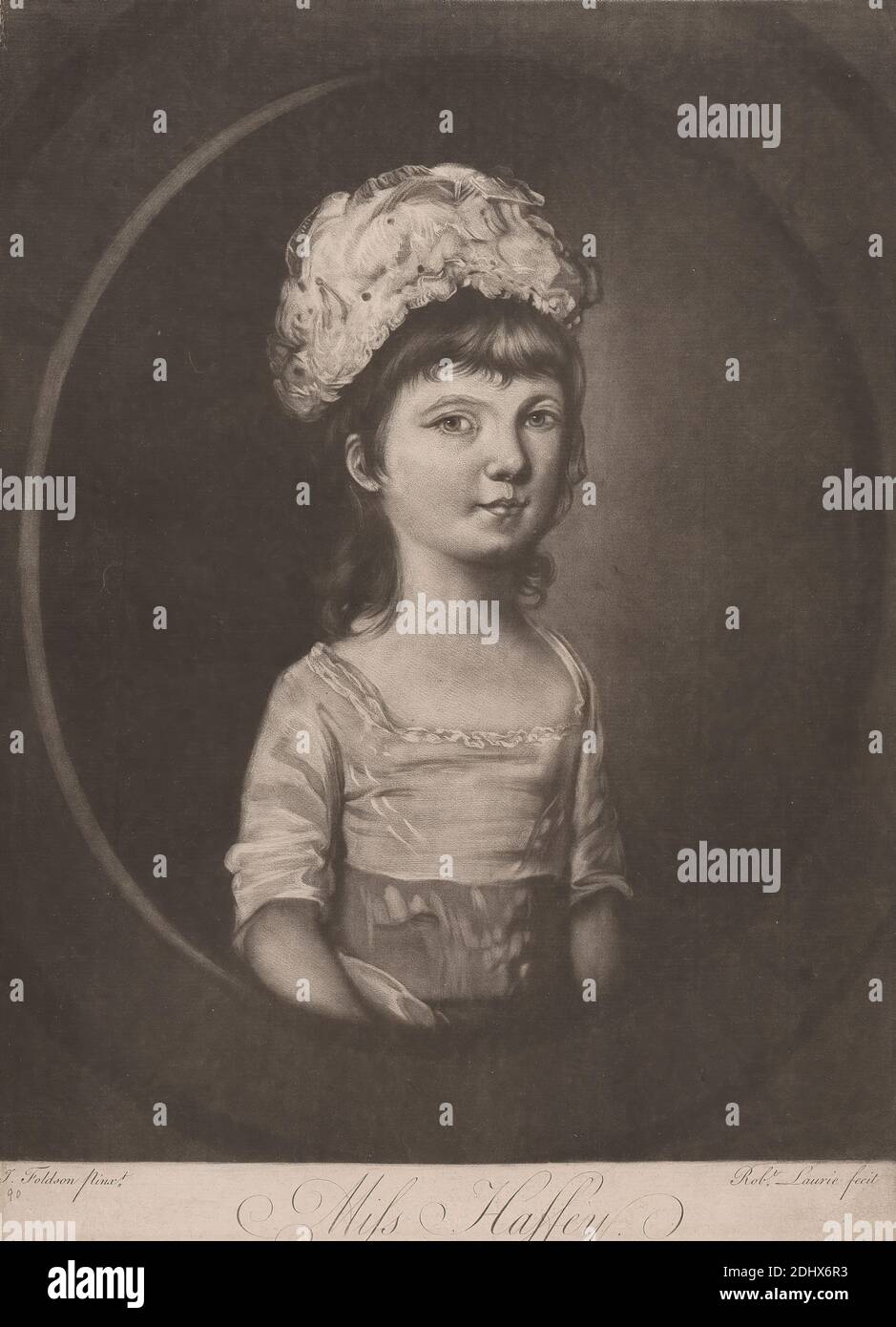 Miss Haffey, Robert Laurie, XVIII secolo-XIX secolo, 1755?–1836, britannico, dopo artista sconosciuto, ( Foldson ), non datato, Mezzotint Foto Stock