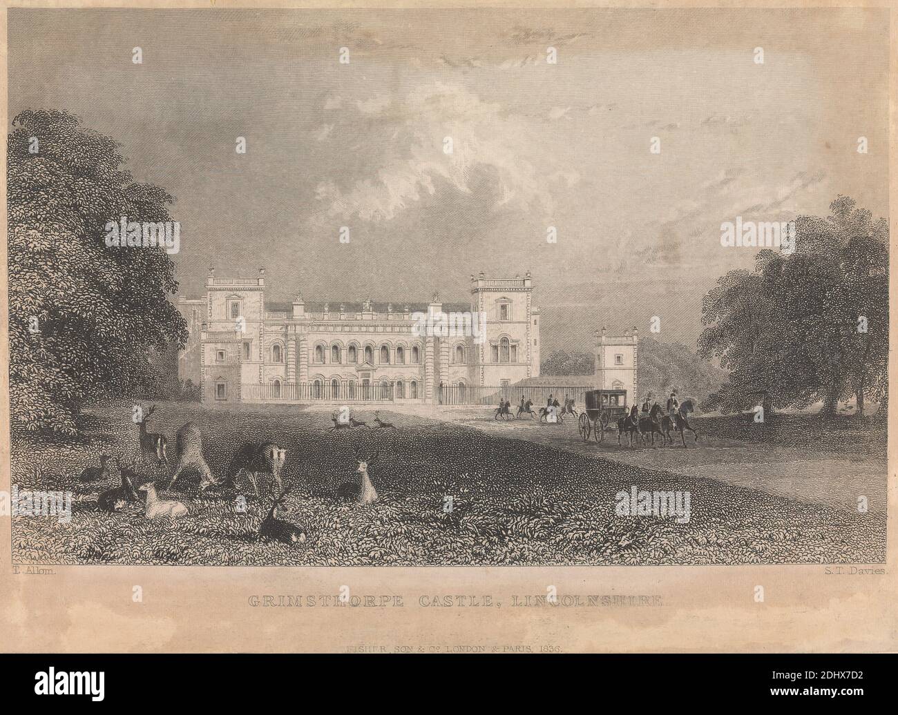 Grims Thorpe Castle, Linolnshire (pubblicato da Fisher Son & Company) (Volume due), artista sconosciuto, ( S. T. Davis ), dopo Thomas Allom, 1804–1872, British, 1836 Foto Stock