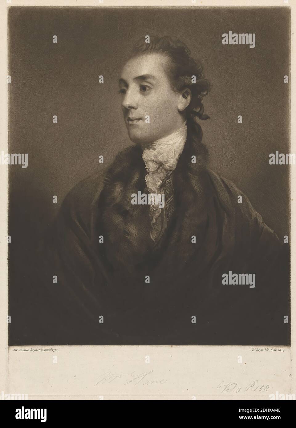 James Hare, Samuel William Reynolds, 1773–1835, inglese, dopo Sir Joshua Reynolds RA, 1723–1792, inglese, 1804, Mezzotint su carta di spessore moderato, leggermente testurizzata, crema, carta depresso, foglio: 15 9/16 × 11 9/16 pollici (39.5 × 29.4 cm), piatto: 14 15/16 × 10 7/8 pollici (37.9 × 27.6 cm) e immagine: 13 1/16 × 10 7/8 pollici (33.2 × 27.6 cm Foto Stock