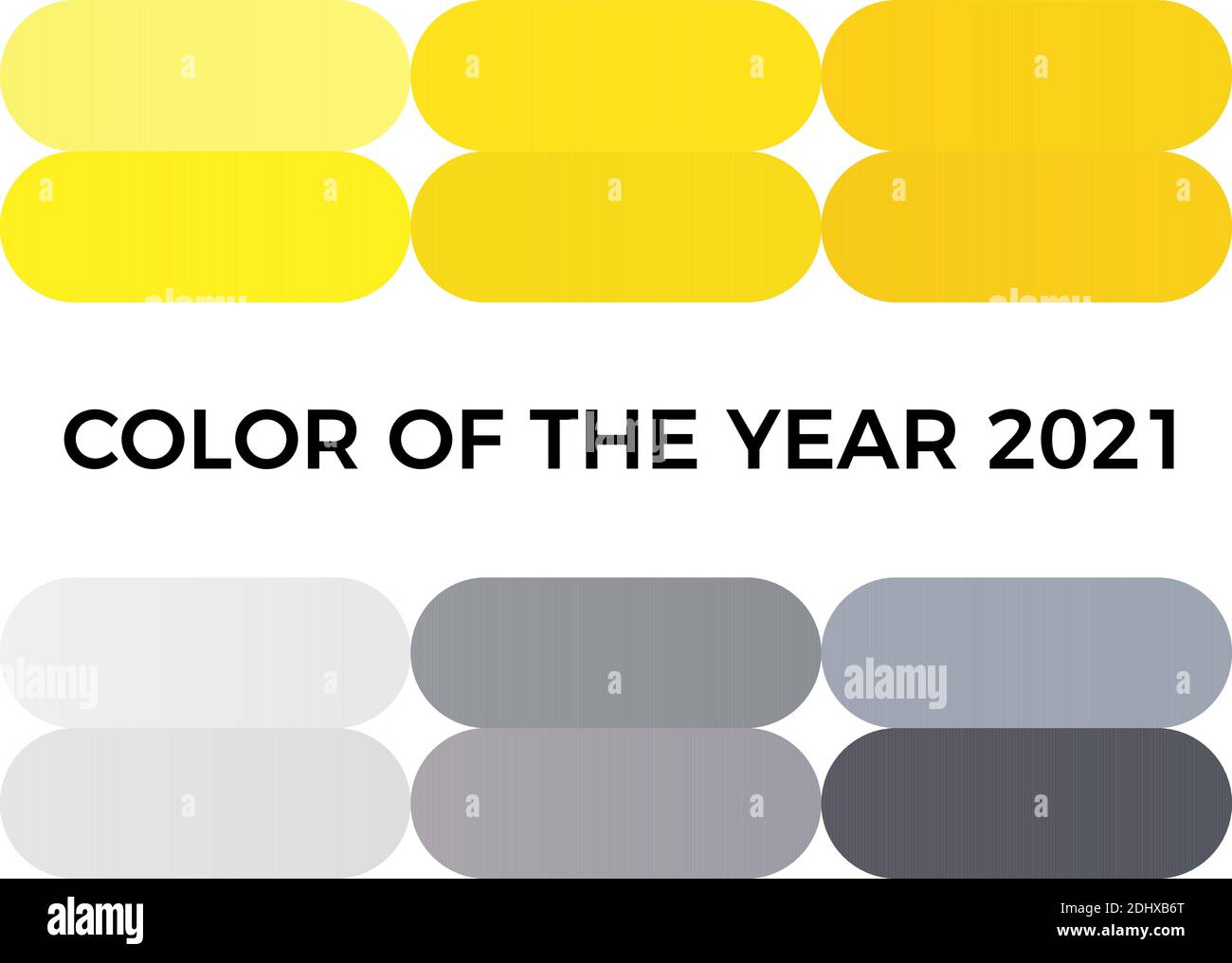 Colori del campione dell'anno 2021, colori grigio e giallo brillante tratti di vernice, campione per logo, foto e illustrazione Illustrazione Vettoriale