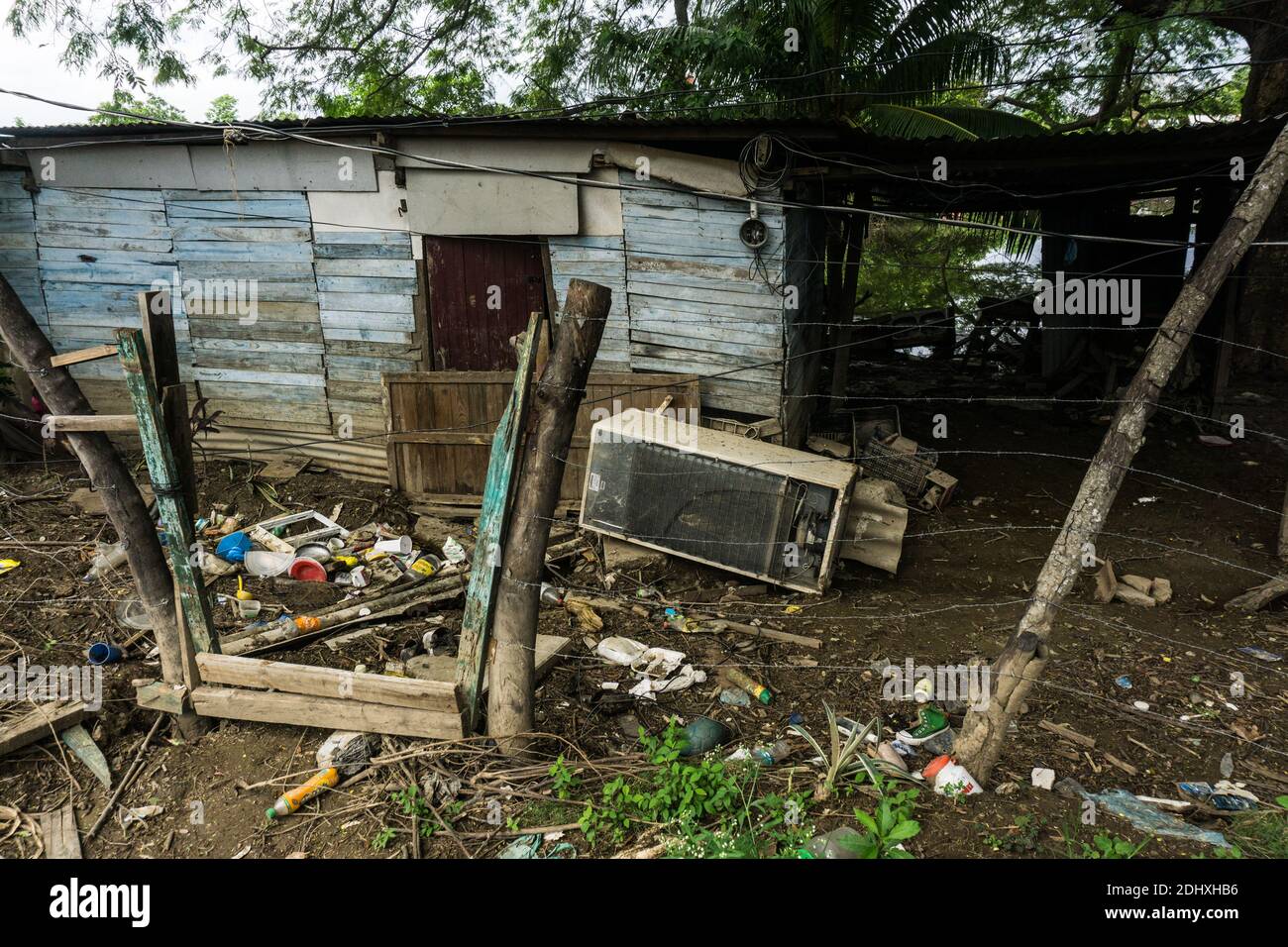 Case e abitazioni distrutte dall'uragano ETA e dall'uragano Iota a la Lima, Honduras 2020 Foto Stock